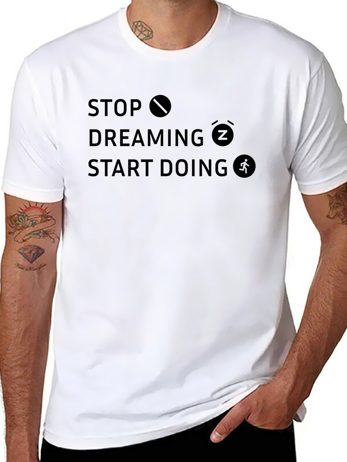 Motivational Stop Dreaming Start Doing Black T-Shirt