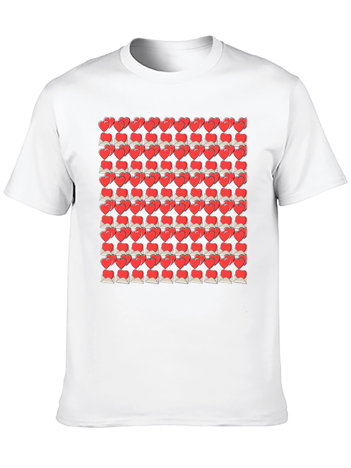 Heart Envelope Pattern Black T-Shirt