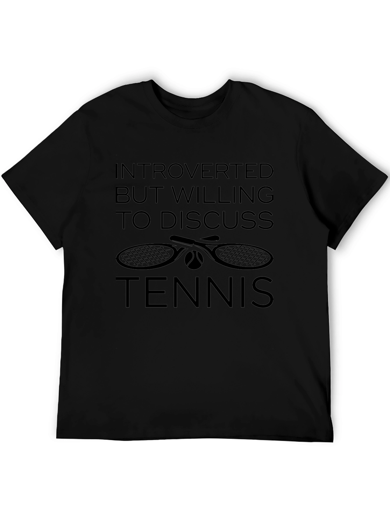 Introverted Tennis Lover Black Graphic T-Shirt
