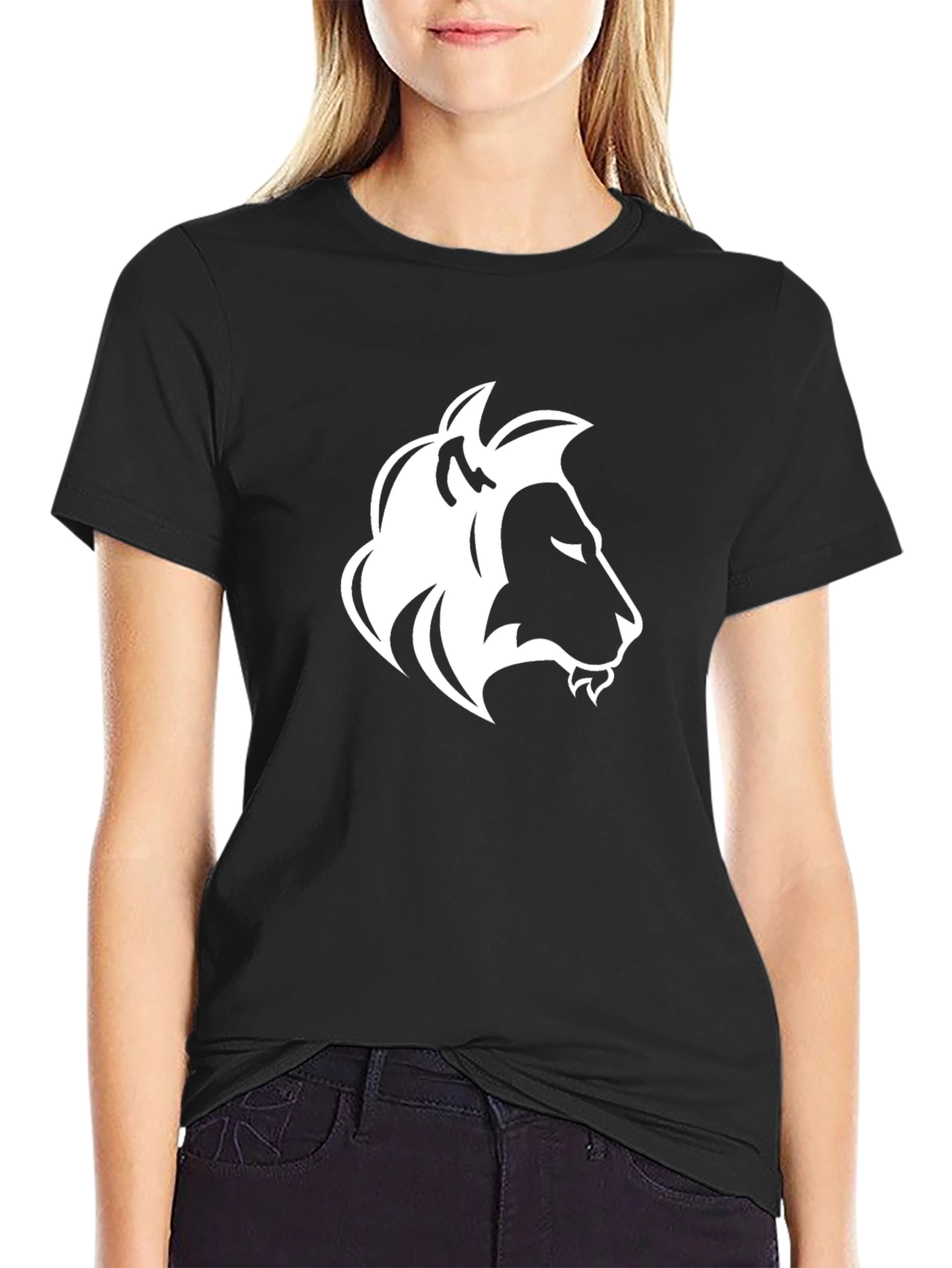 Black Tee with Lion Graphic