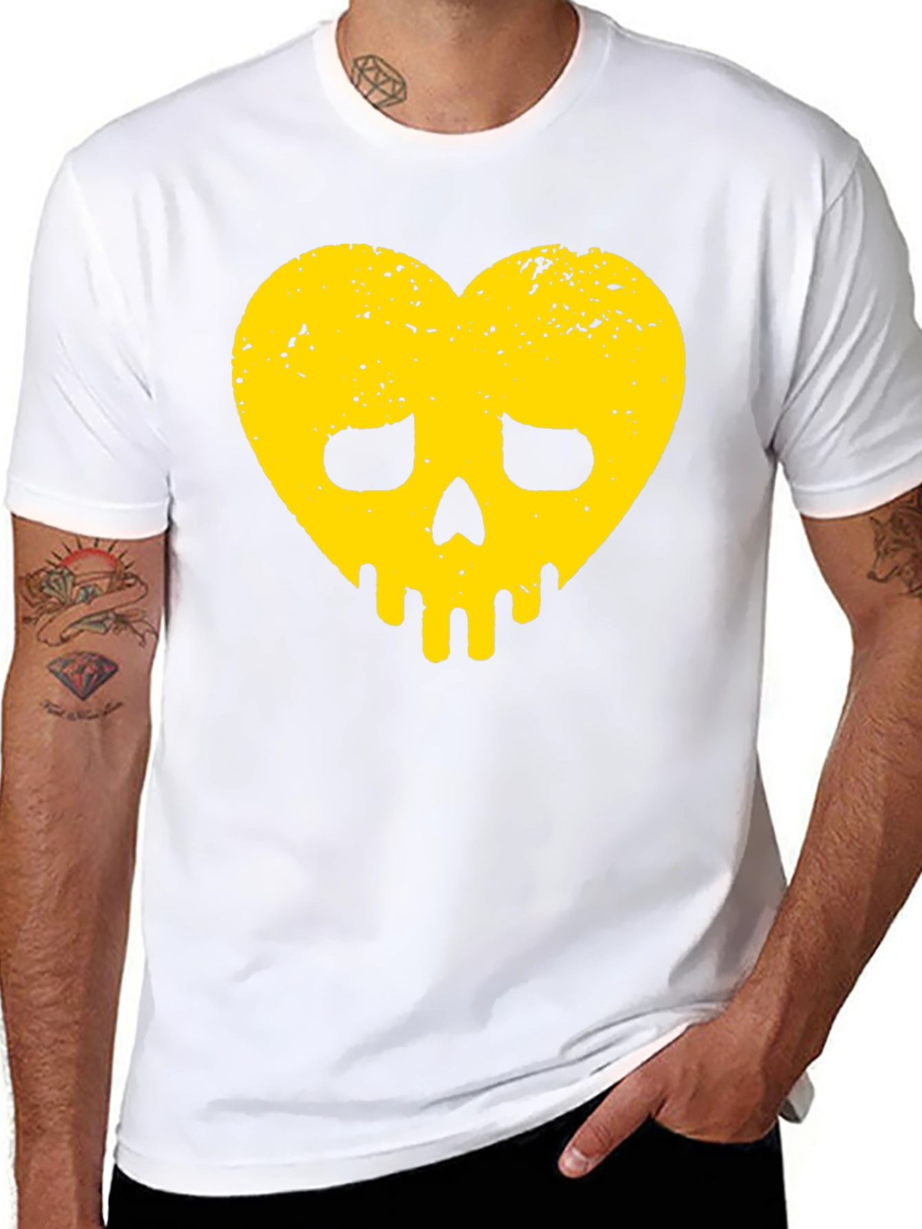 Heart Skull Graphic Tee - Black