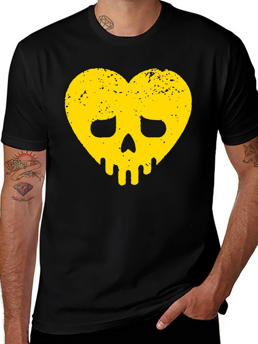Heart Skull Graphic Tee - Black