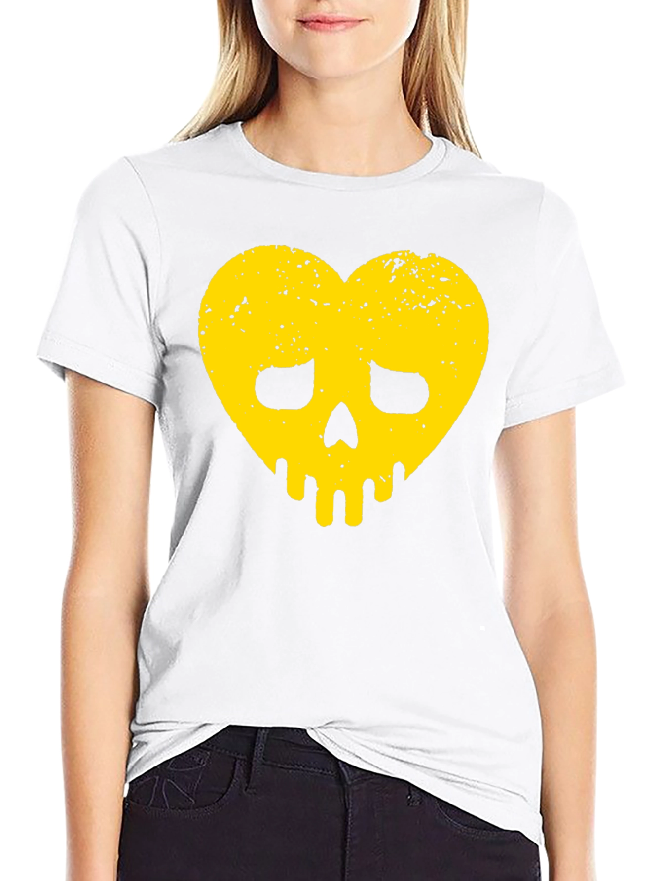 Heart Skull Graphic Tee - Black
