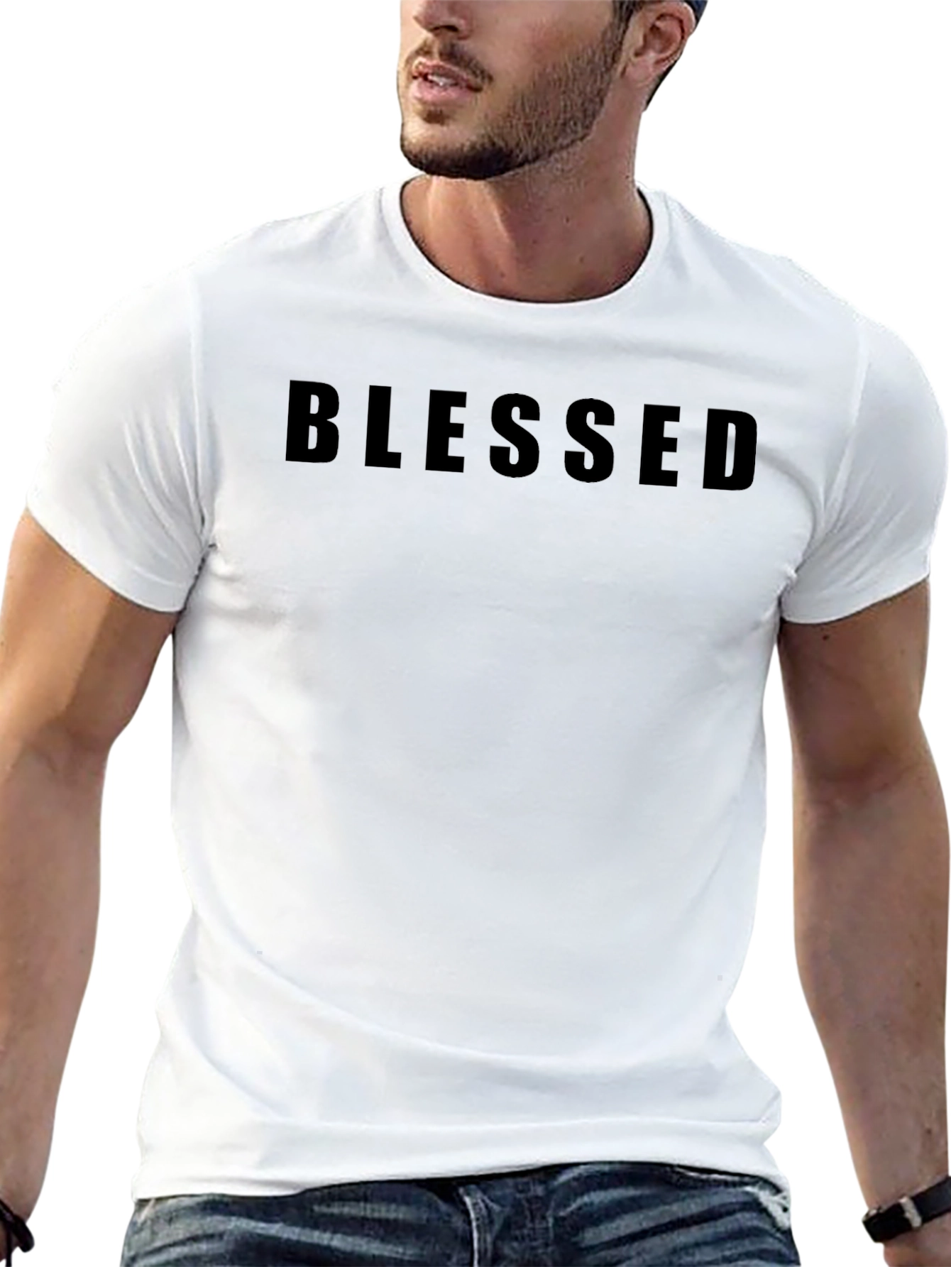 Blessed Black Graphic Tee - Mens Crew Neck T-Shirt