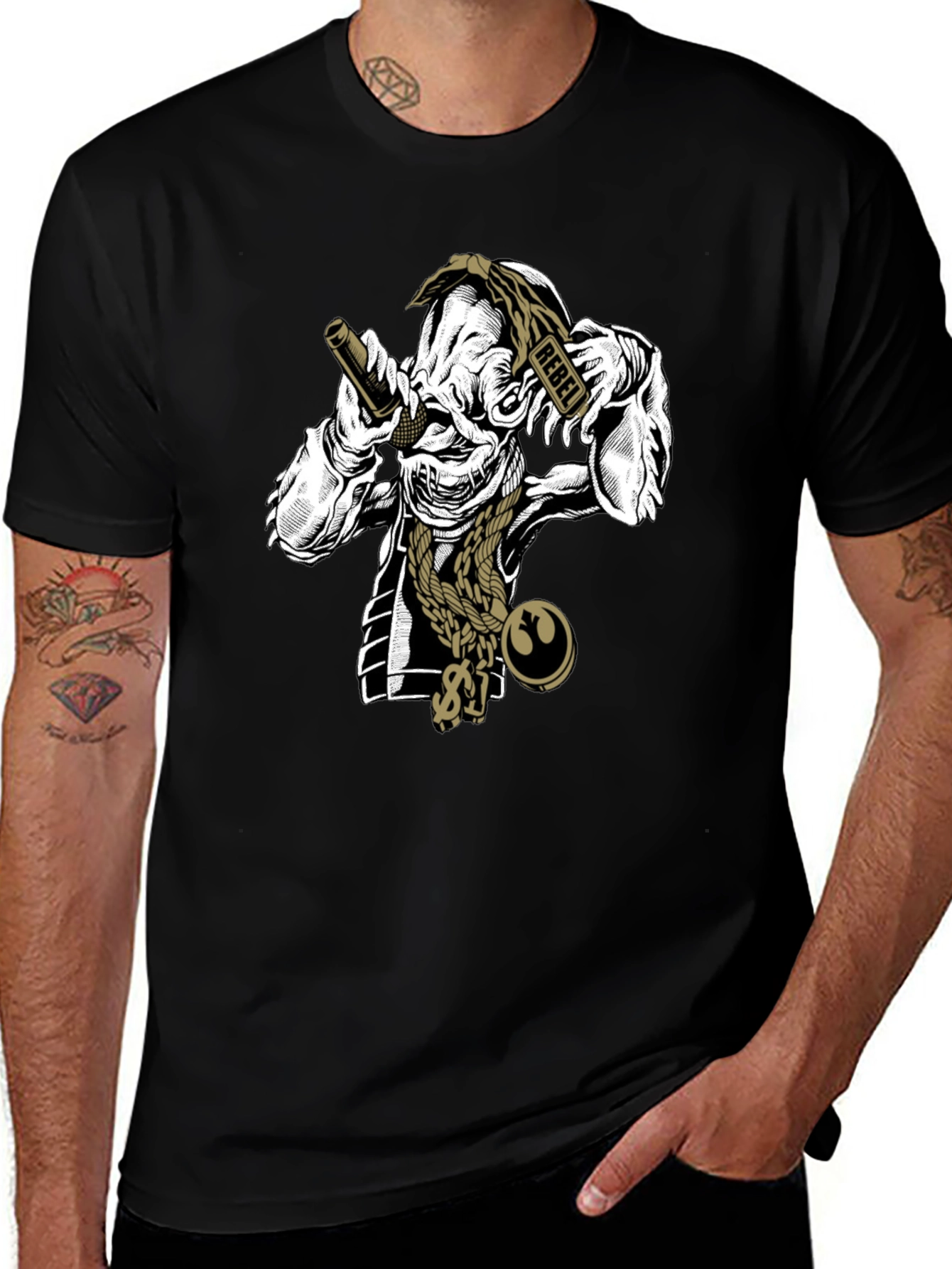 Rebel Rapper T-Shirt - Black Cotton Graphic Tee