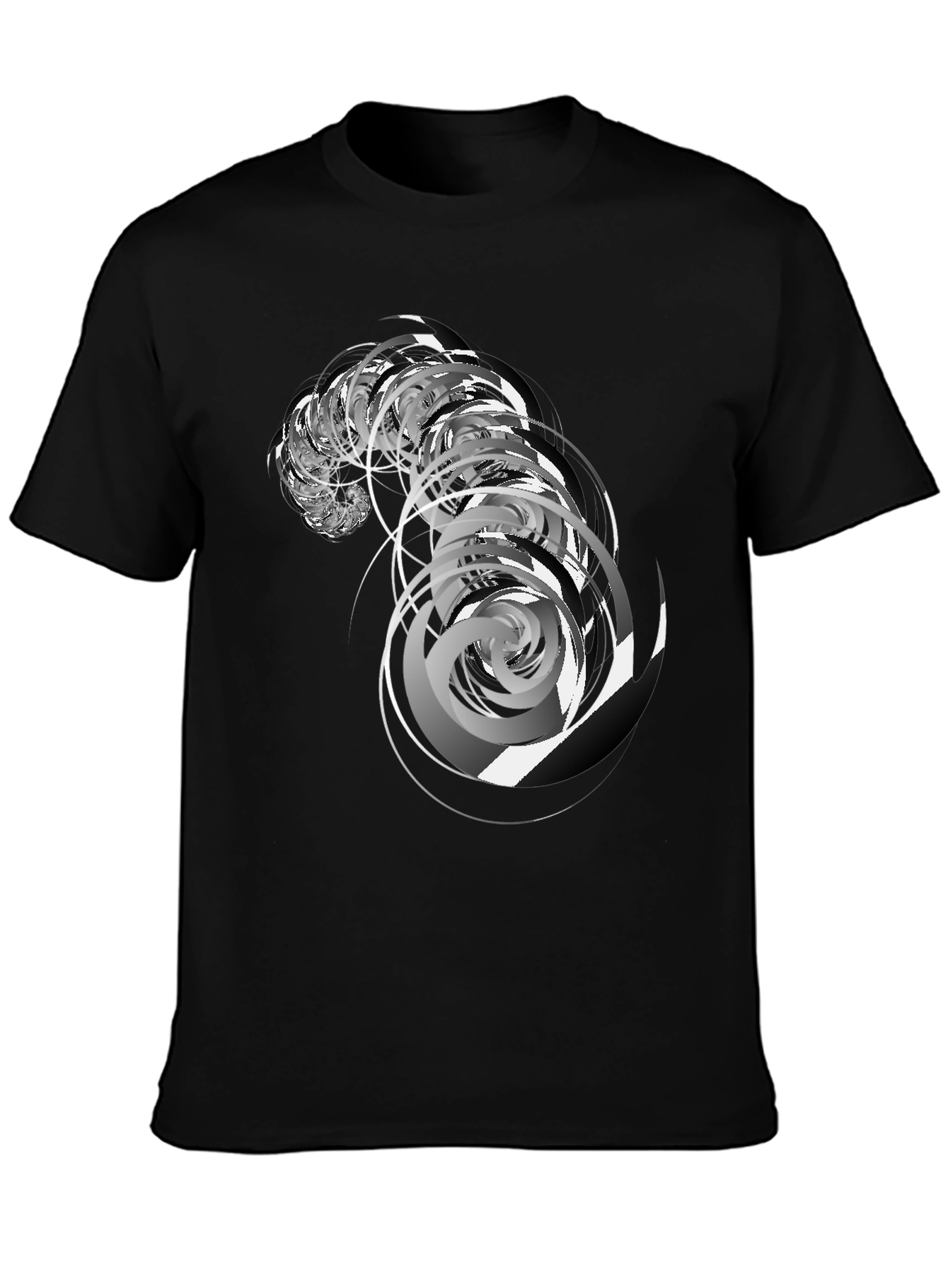 Abstract Swirl Graphic Black Tee