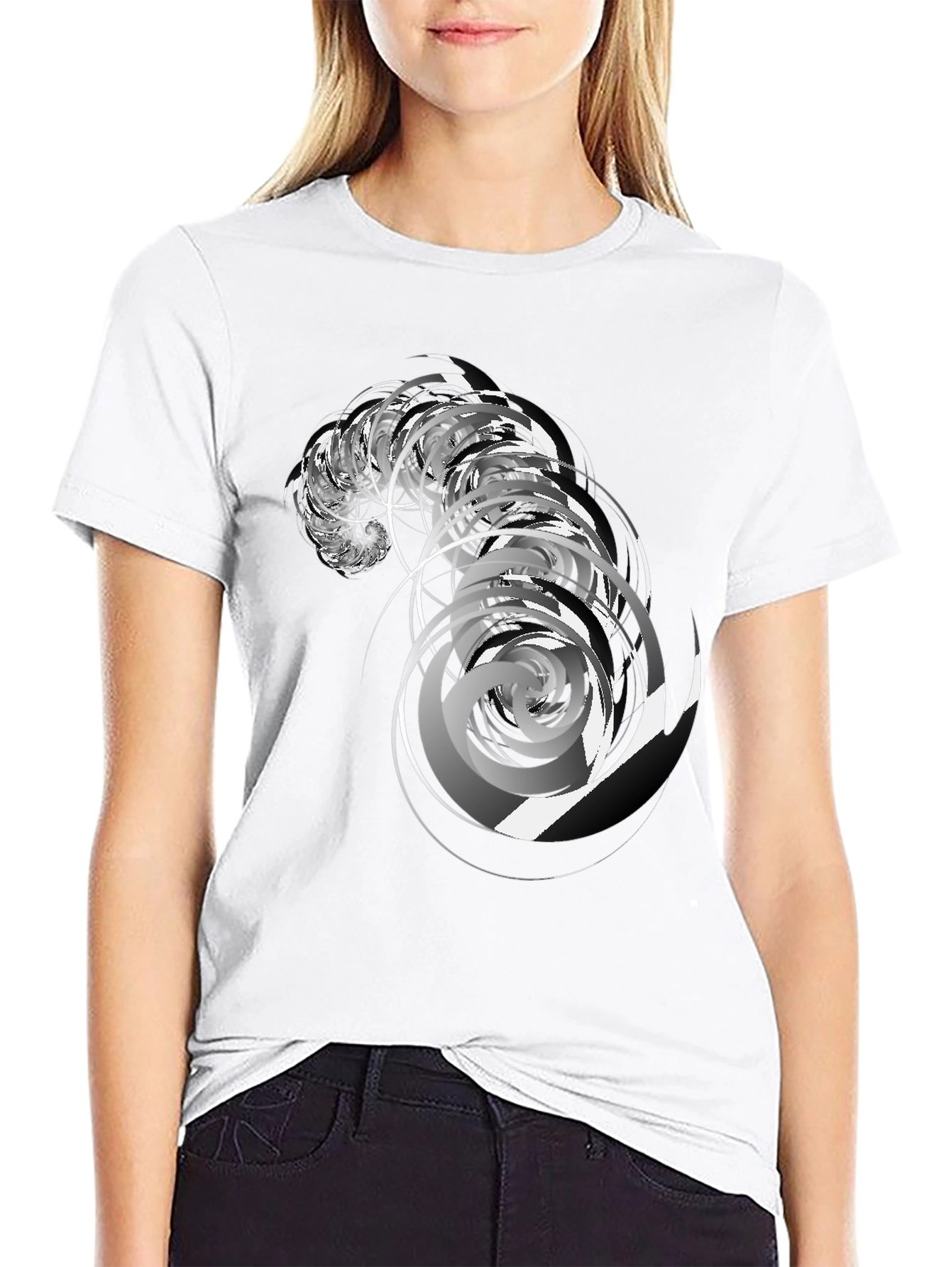 Abstract Swirl Graphic Black Tee