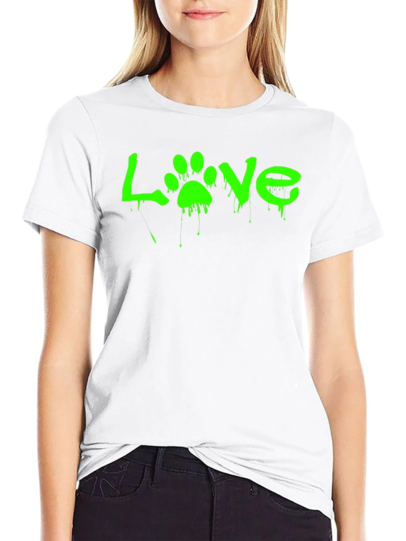 Love Paw Print Graphic Tee - Black