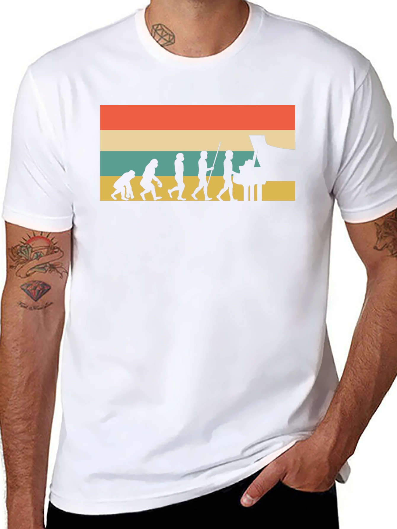 Piano Evolution Graphic Tee - Black Unisex T-Shirt