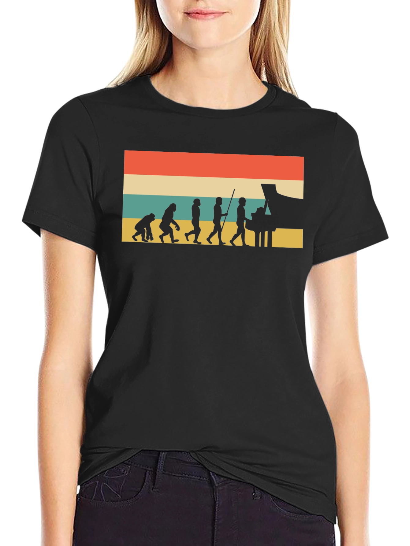 Piano Evolution Graphic Tee - Black Unisex T-Shirt
