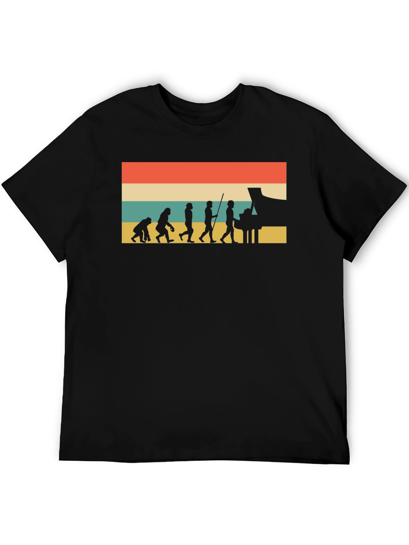 Piano Evolution Graphic Tee - Black Unisex T-Shirt