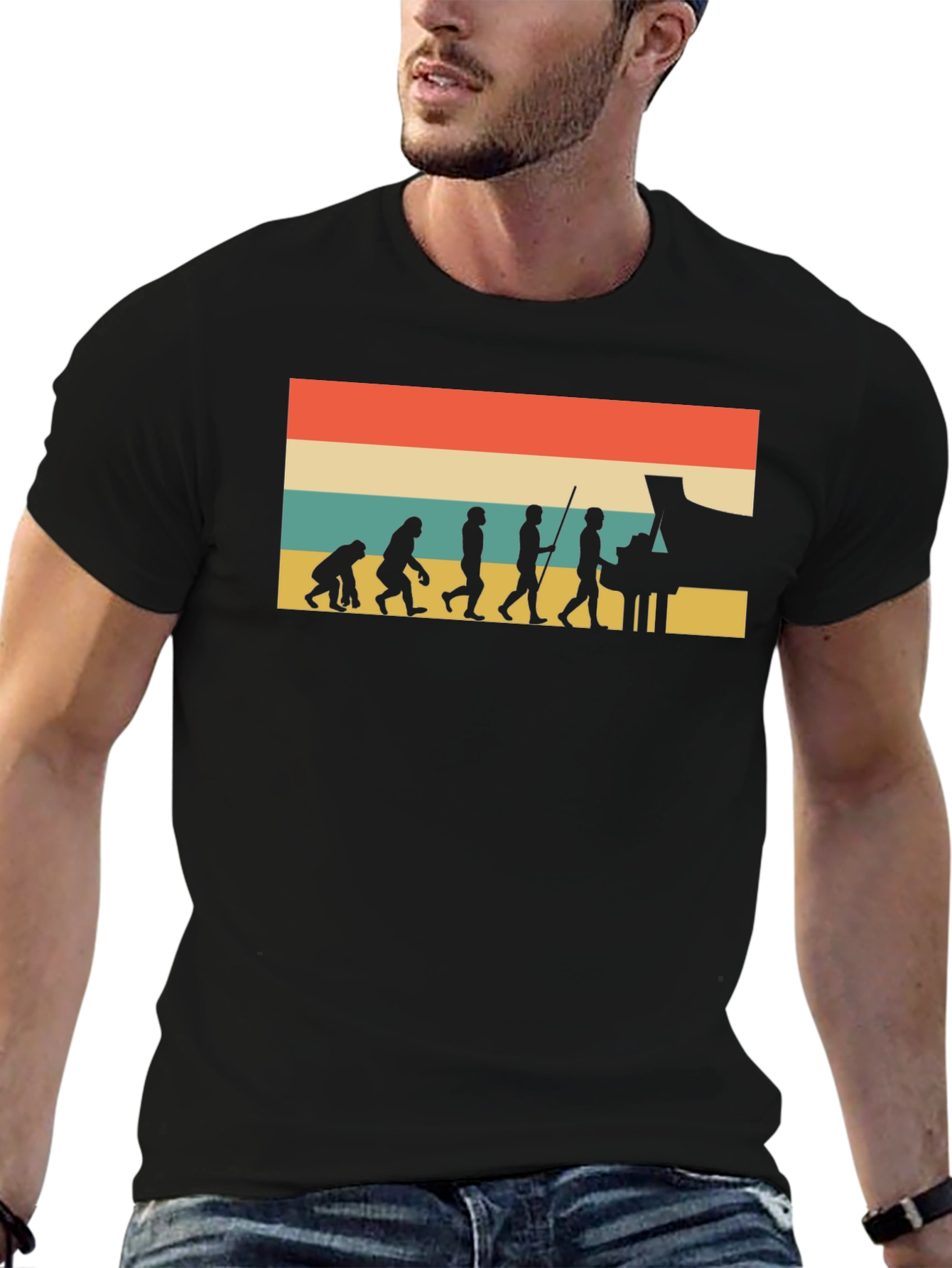 Piano Evolution Graphic Tee - Black Unisex T-Shirt
