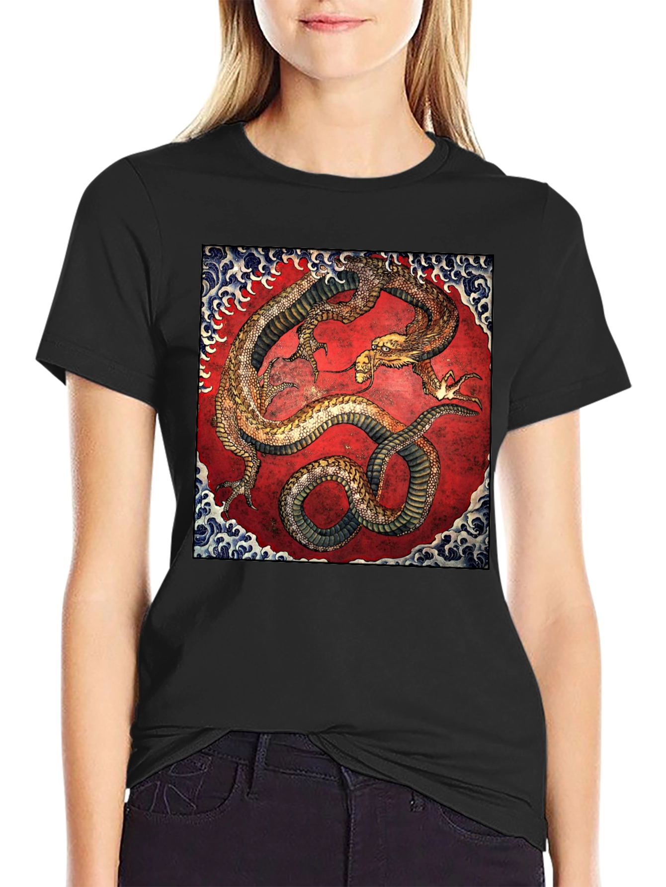 Dragon Print Black T-Shirt