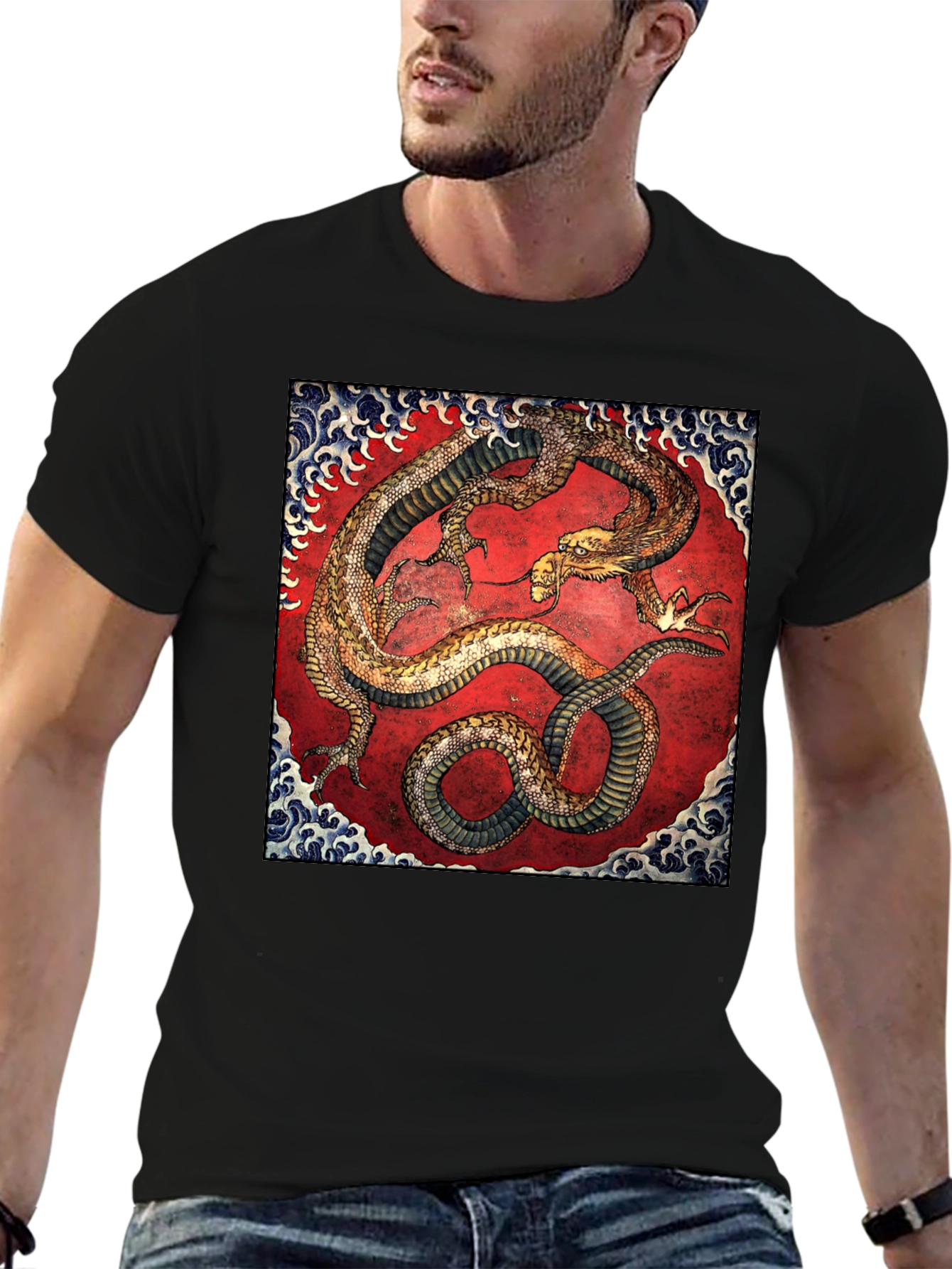 Dragon Print Black T-Shirt
