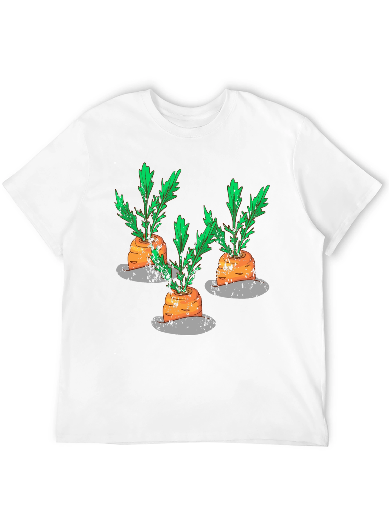 Whimsical Carrot Print Black T-Shirt
