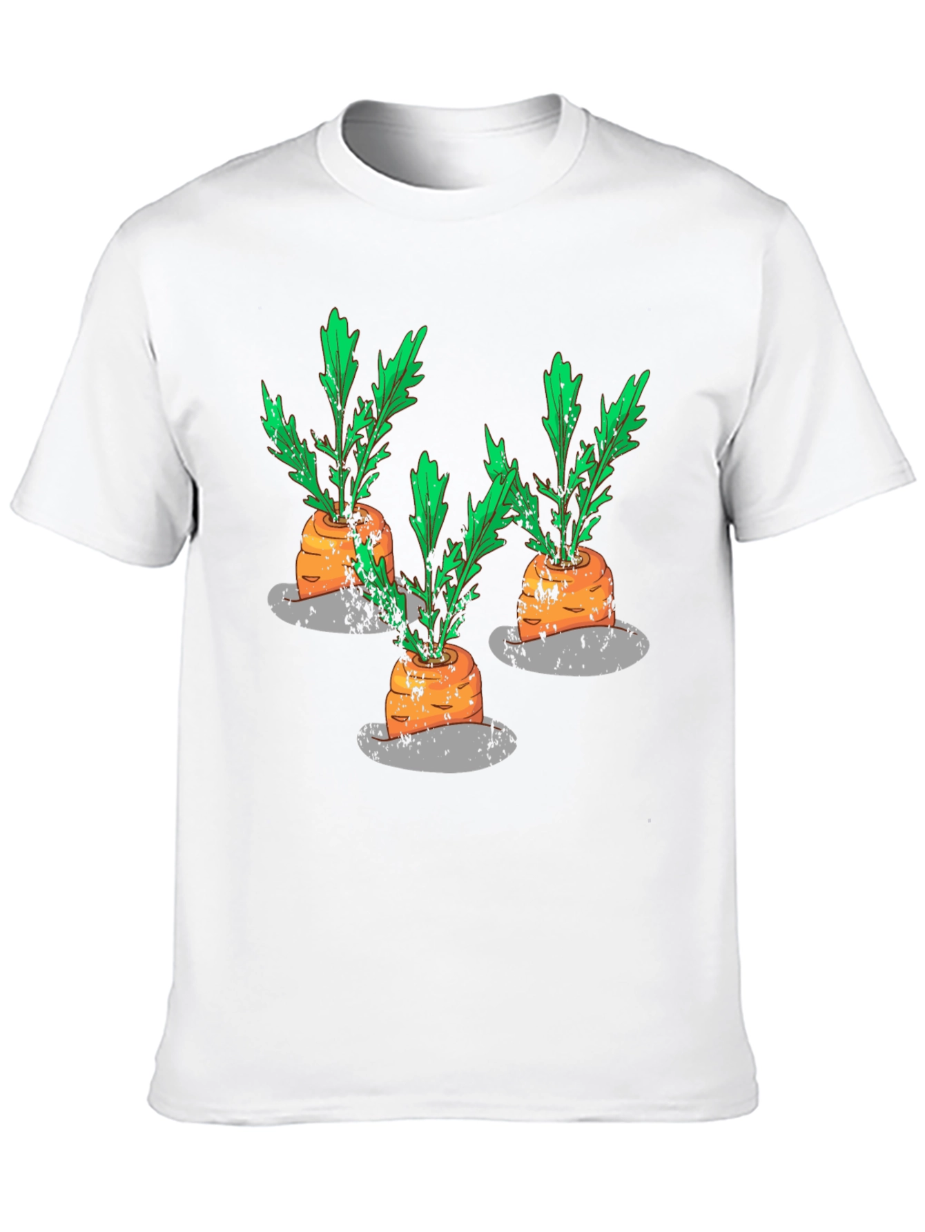 Whimsical Carrot Print Black T-Shirt