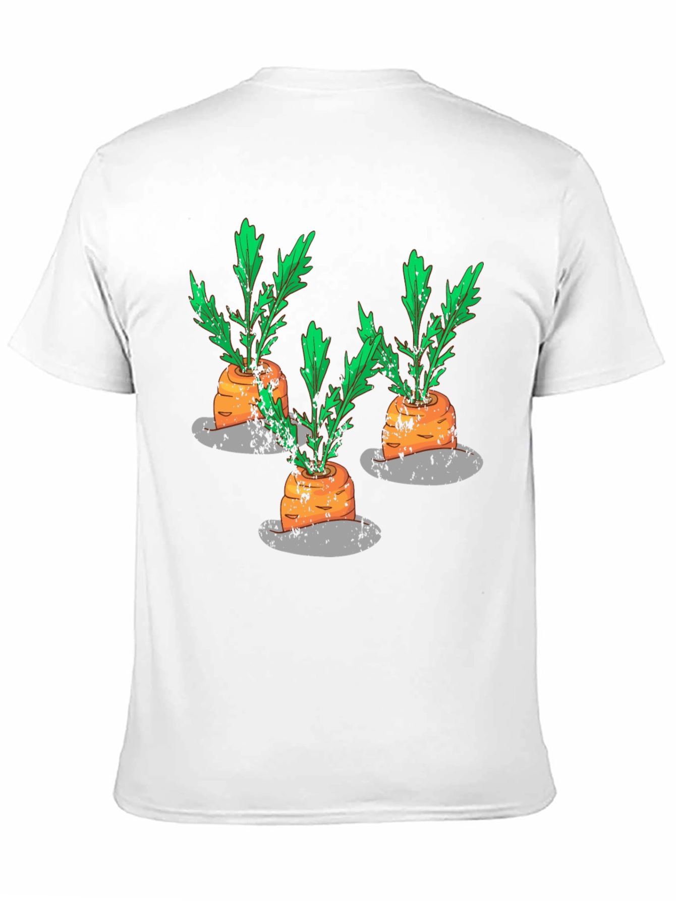 Whimsical Carrot Print Black T-Shirt