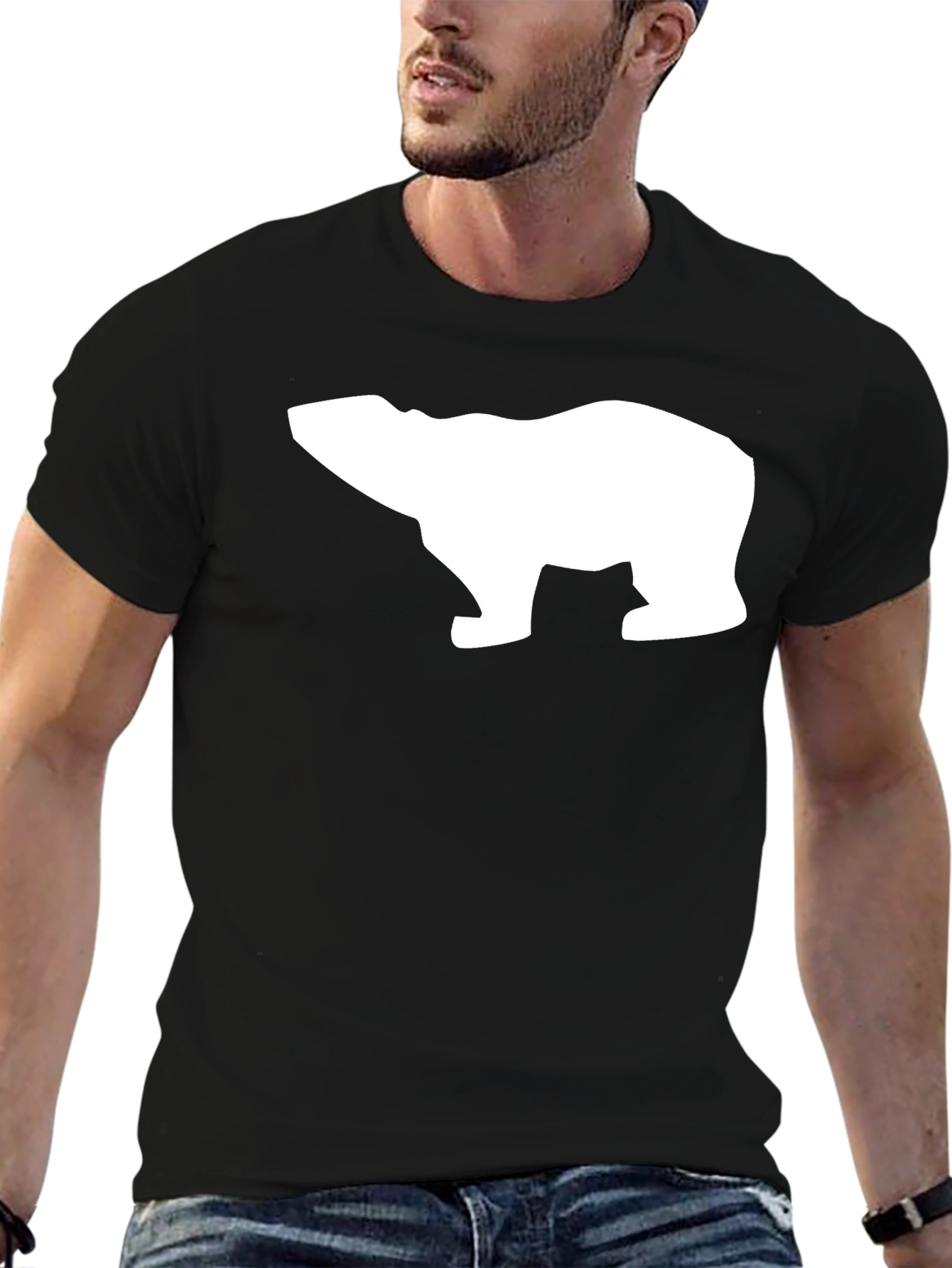 Cool Polar Bear Graphic Tee - Black Cotton T-Shirt