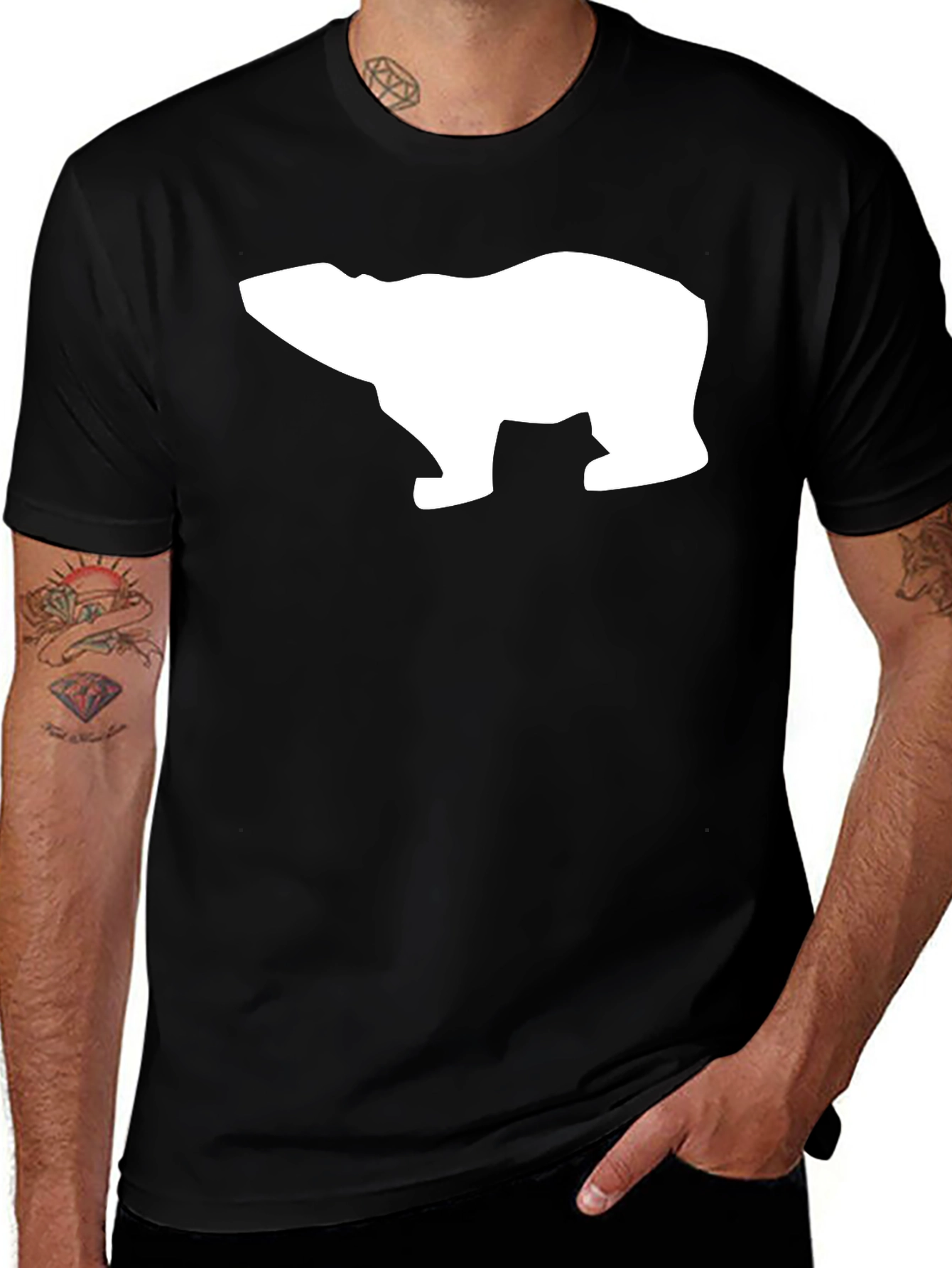 Cool Polar Bear Graphic Tee - Black Cotton T-Shirt