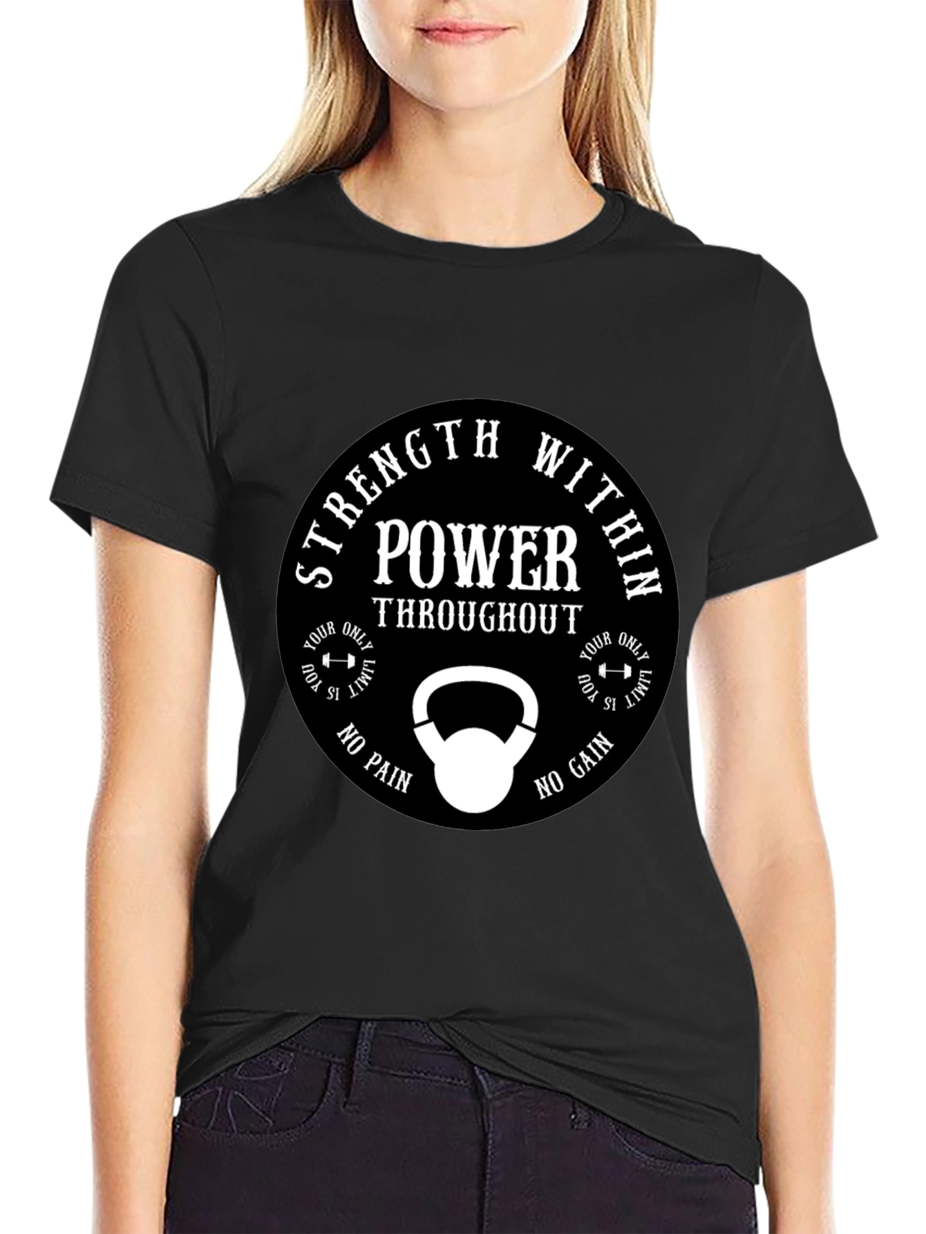 Strength Within Power Black Graphic T-Shirt