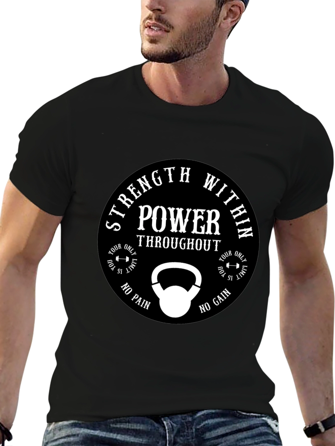 Strength Within Power Black Graphic T-Shirt