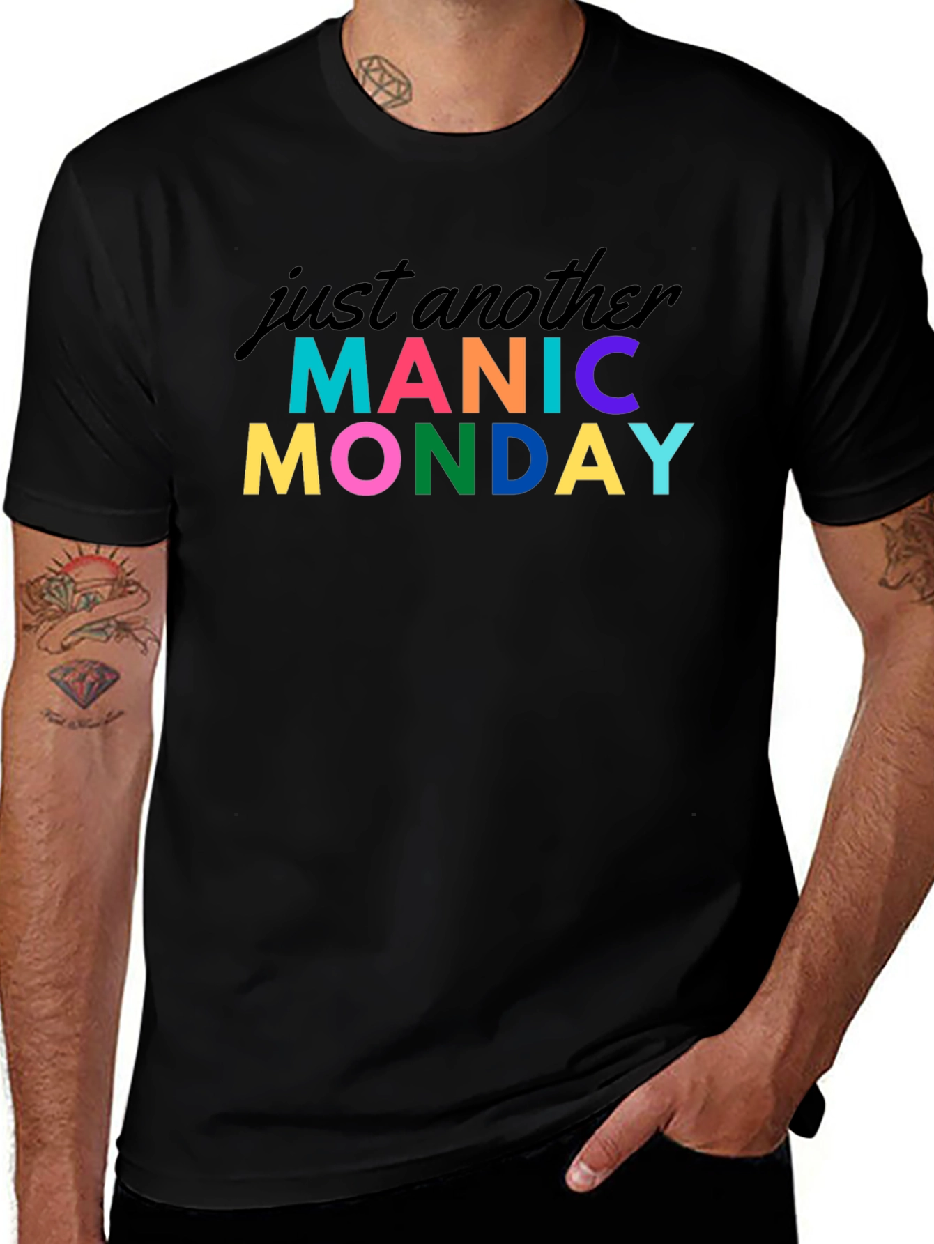 Manic Monday Graphic Tee - Black Cotton T-Shirt