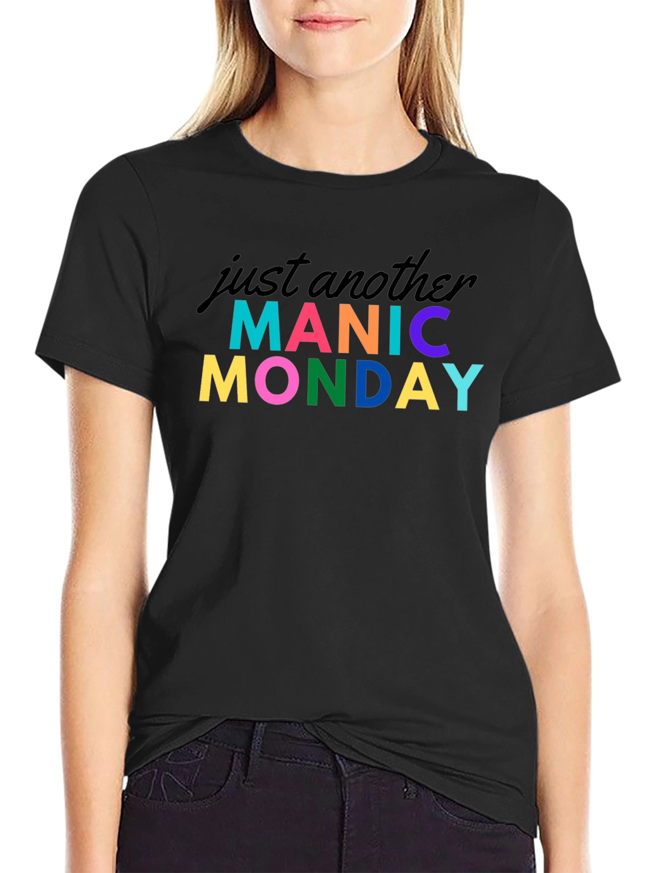 Manic Monday Graphic Tee - Black Cotton T-Shirt