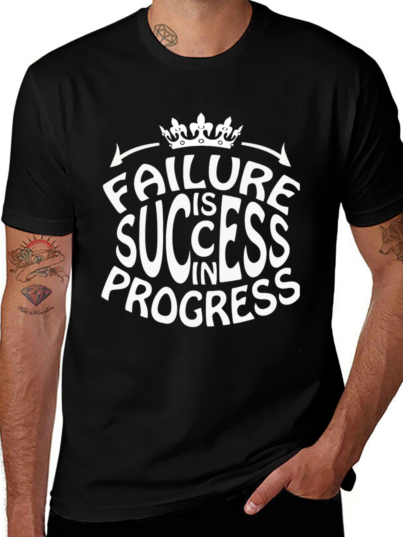 Failure is Success in Progress Black Graphic Tee