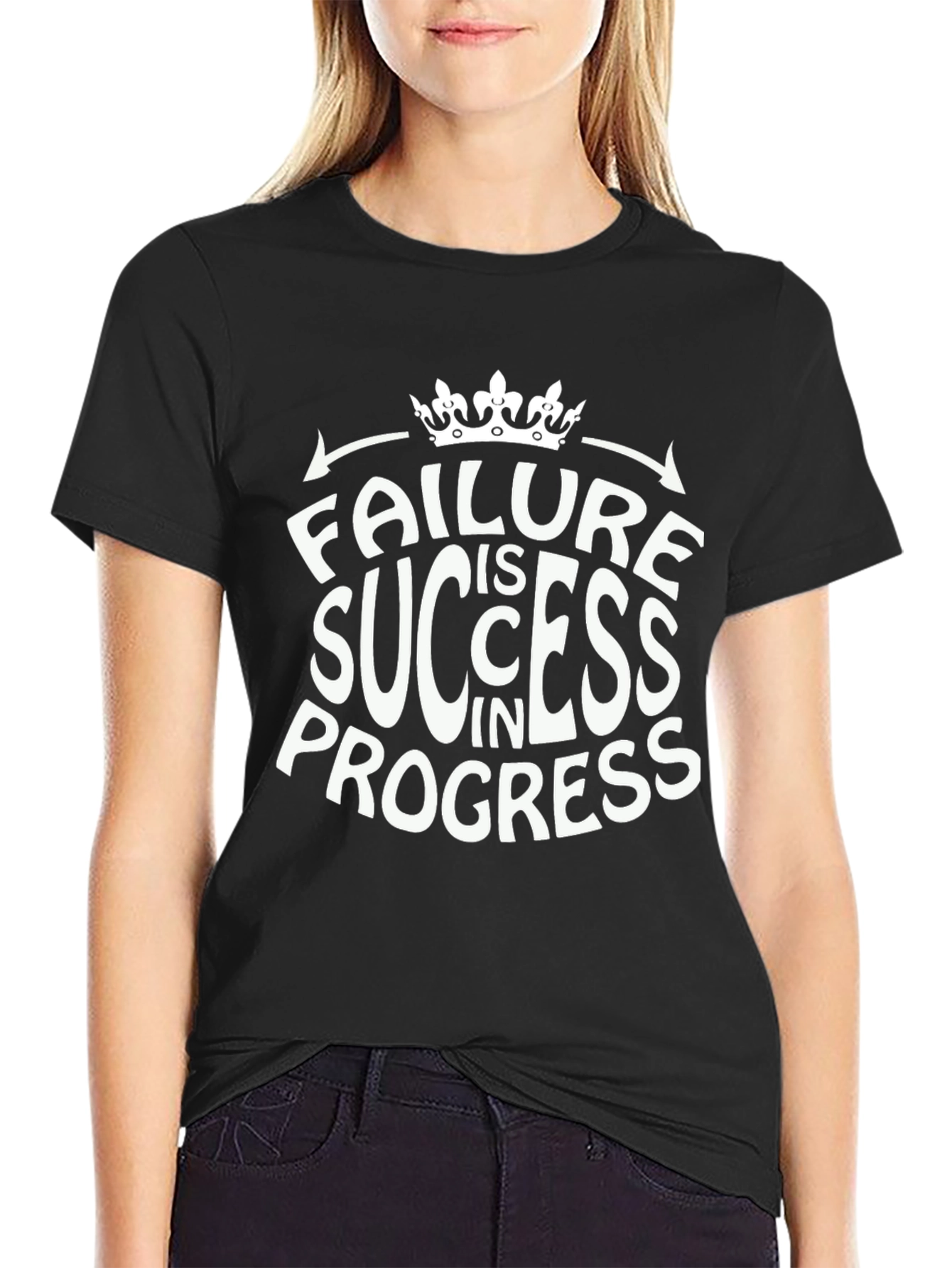 Failure is Success in Progress Black Graphic Tee