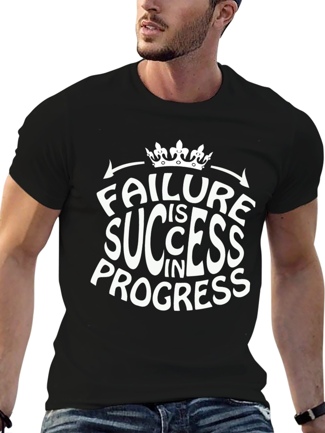 Failure is Success in Progress Black Graphic Tee