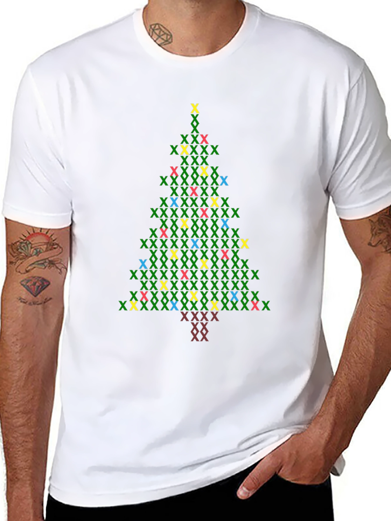 Christmas Tree X Stitch Graphic T-Shirt
