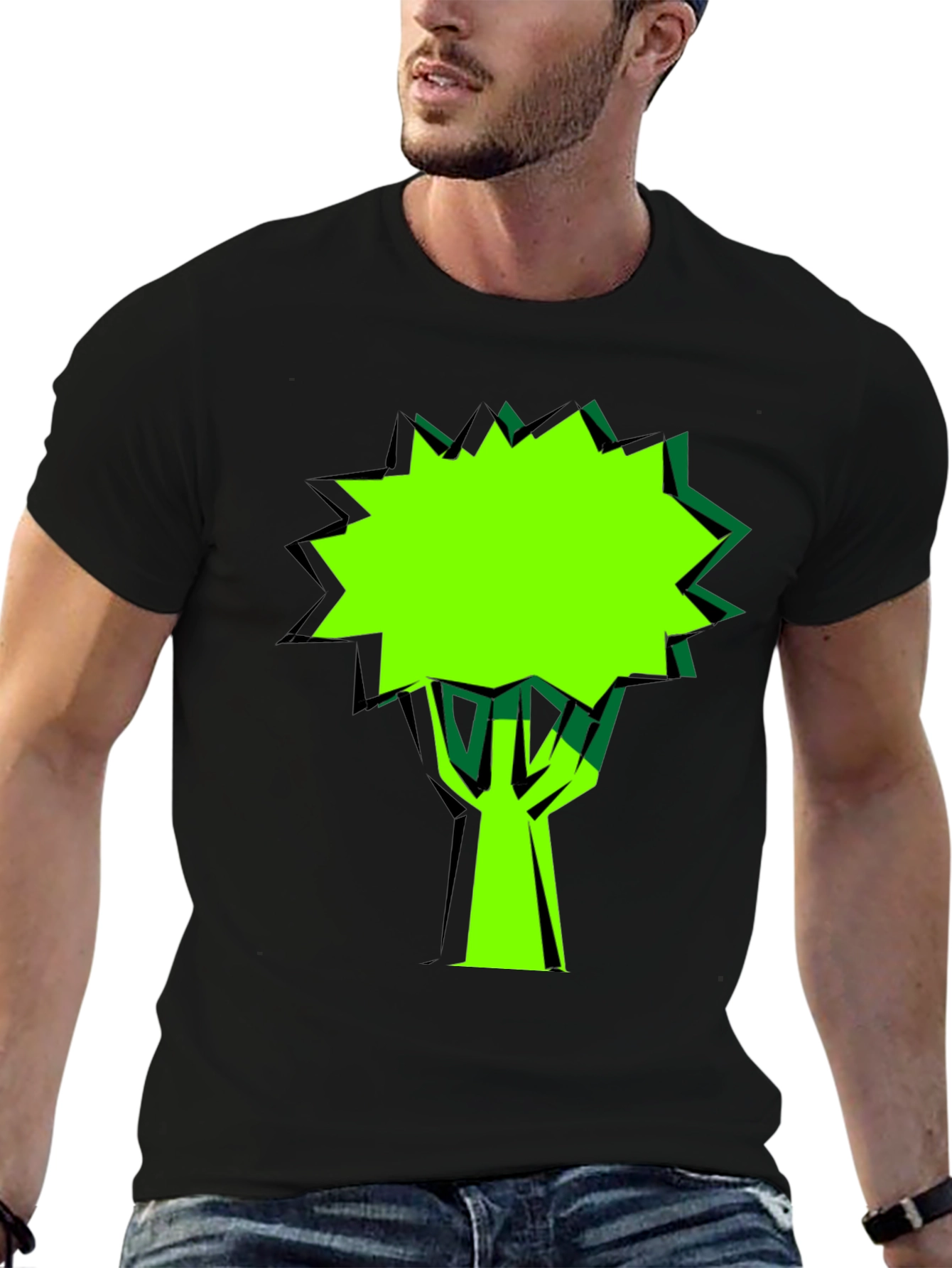 Modern Graphic Tree T-Shirt - Black