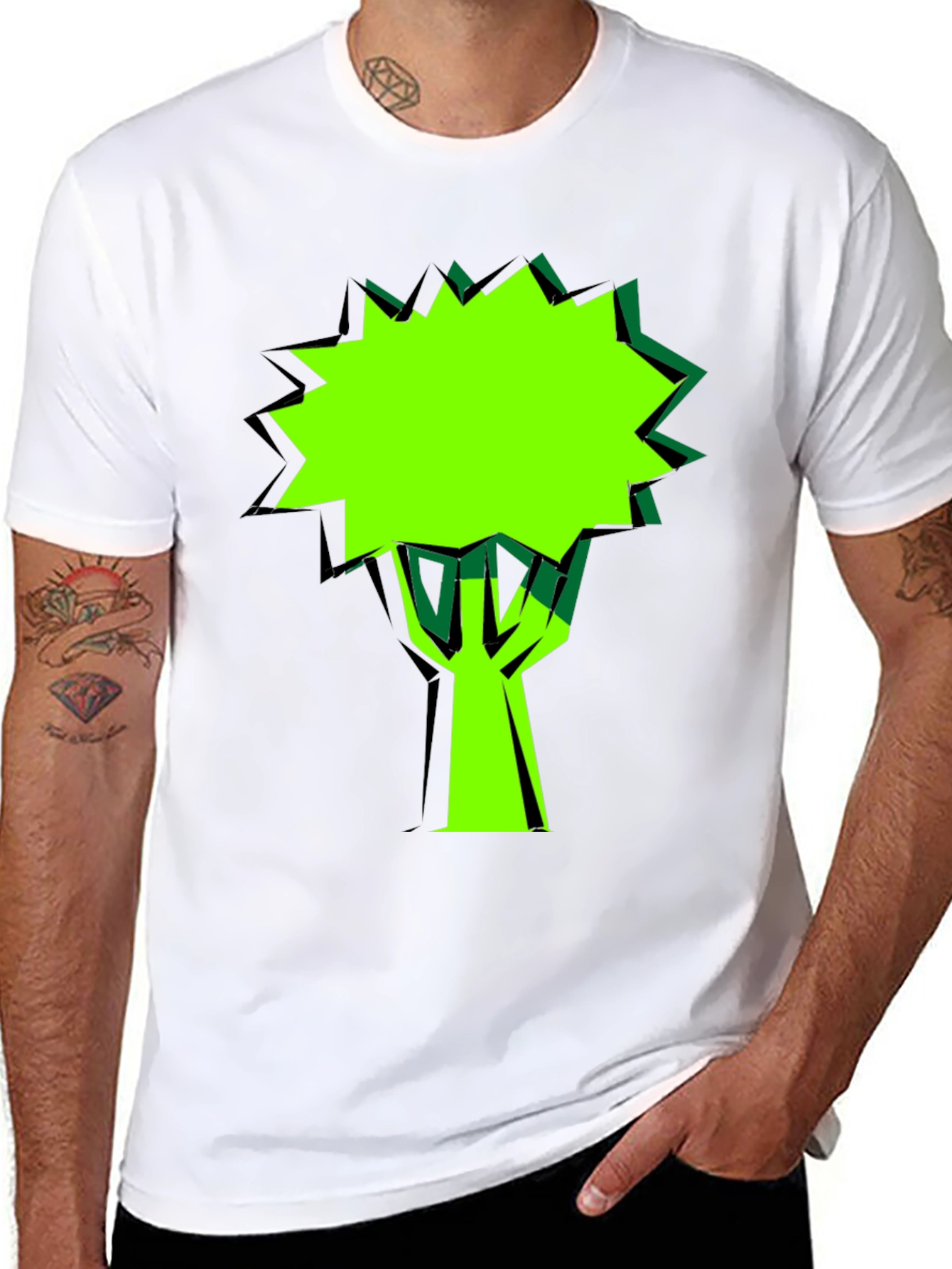 Modern Graphic Tree T-Shirt - Black