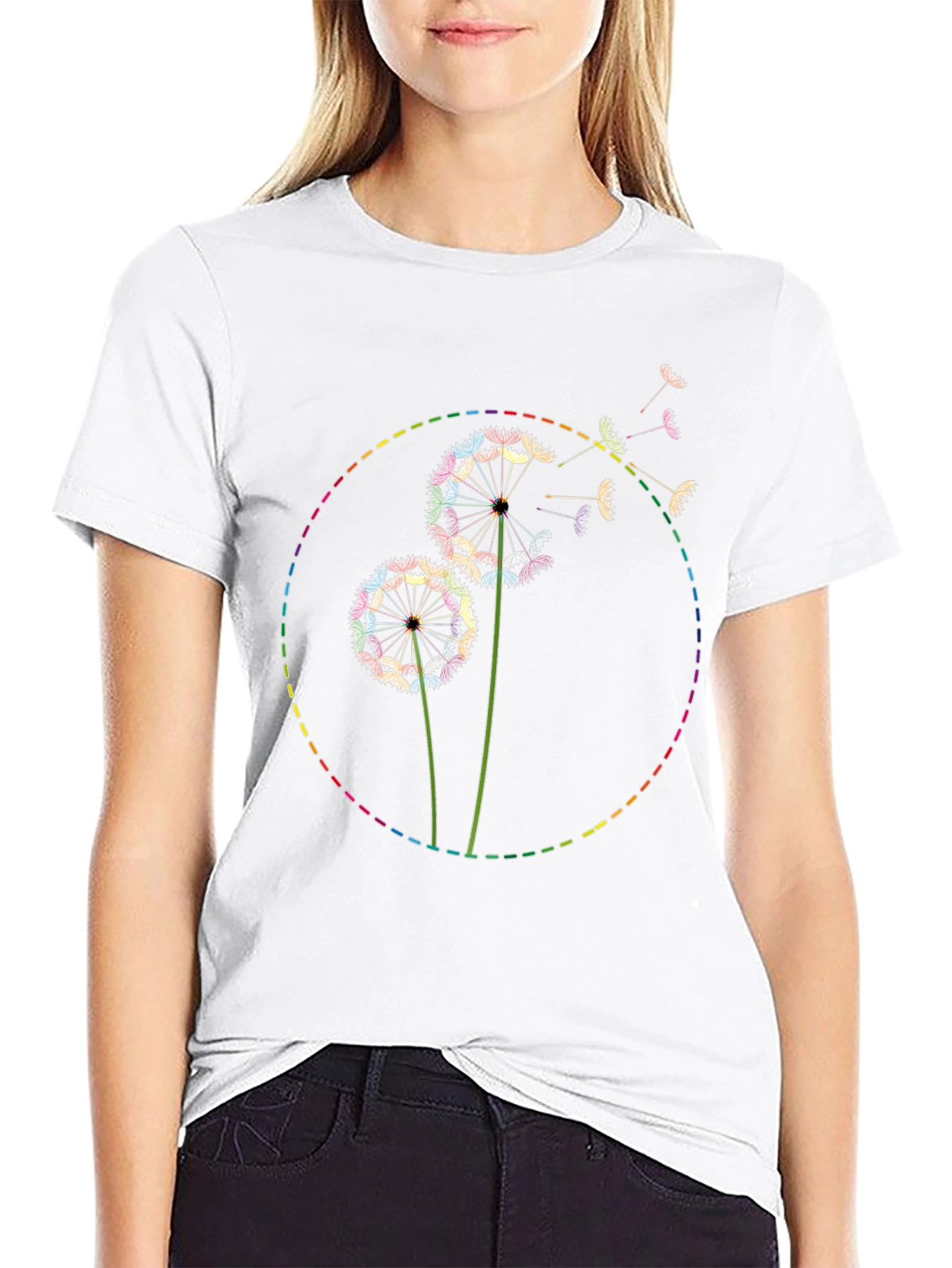 Rainbow Dandelion Graphic Tee - Soft Cotton Blend