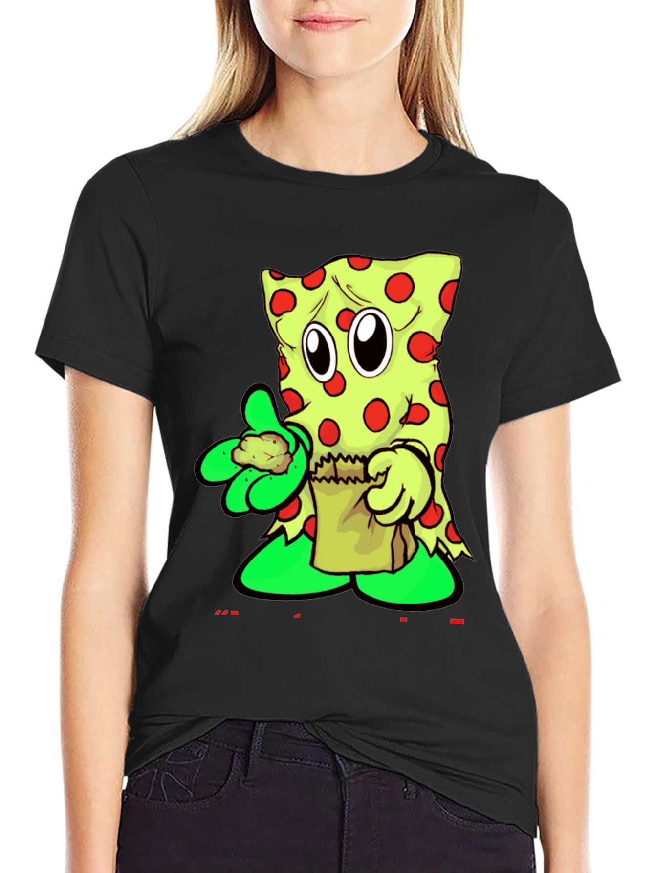 Funny Cartoon Pizza Slice Graphic T-Shirt