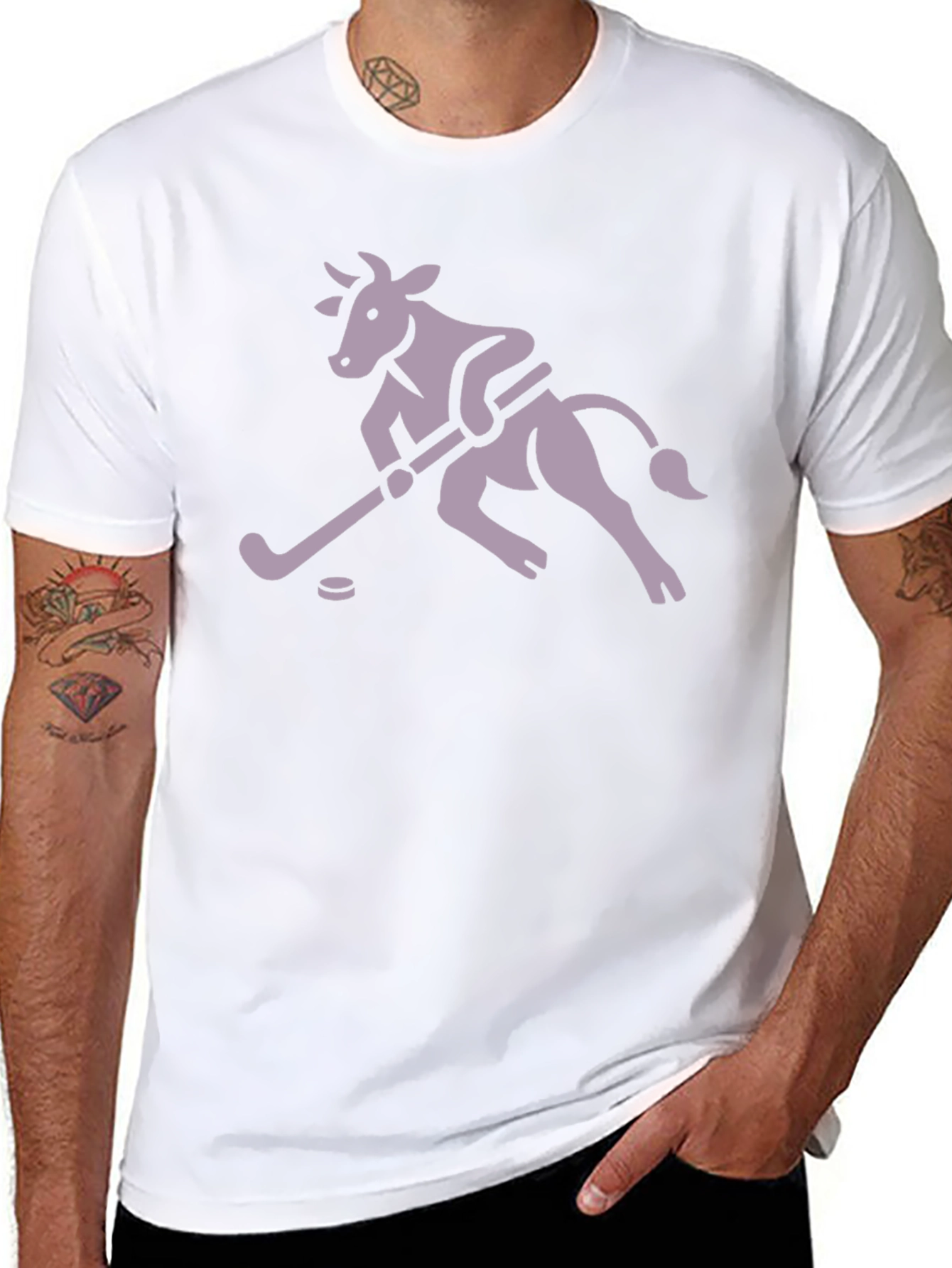 Hockey Cow Graphic T-Shirt - Black