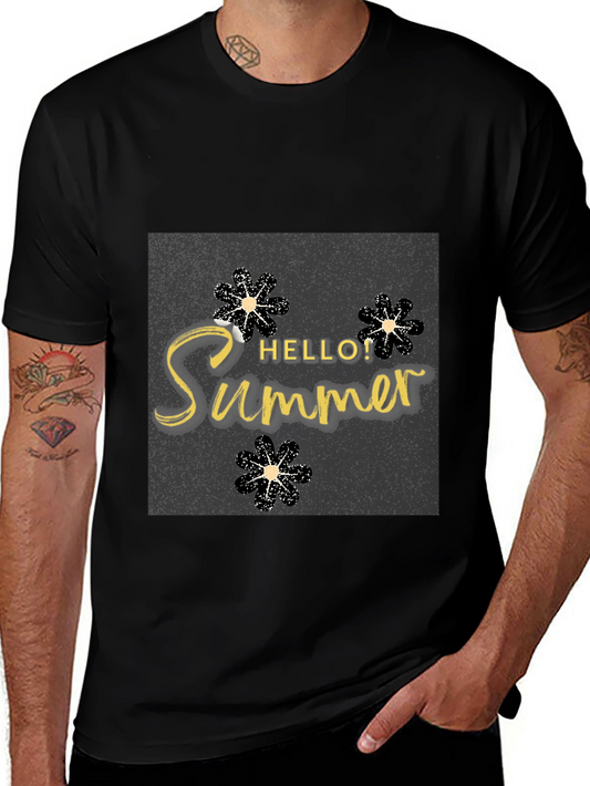 Hello Summer Black T-Shirt Graphic Tee