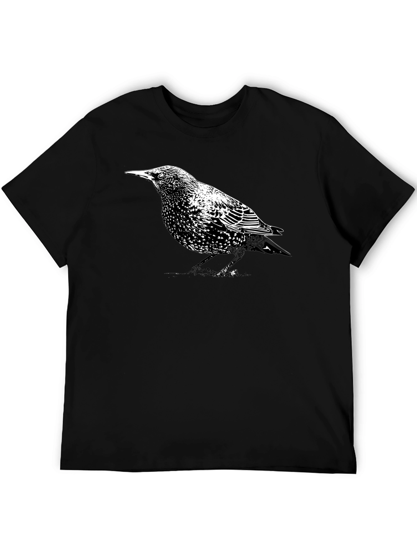 Starling Bird Graphic Tee - Stylish Mens Black T-Shirt