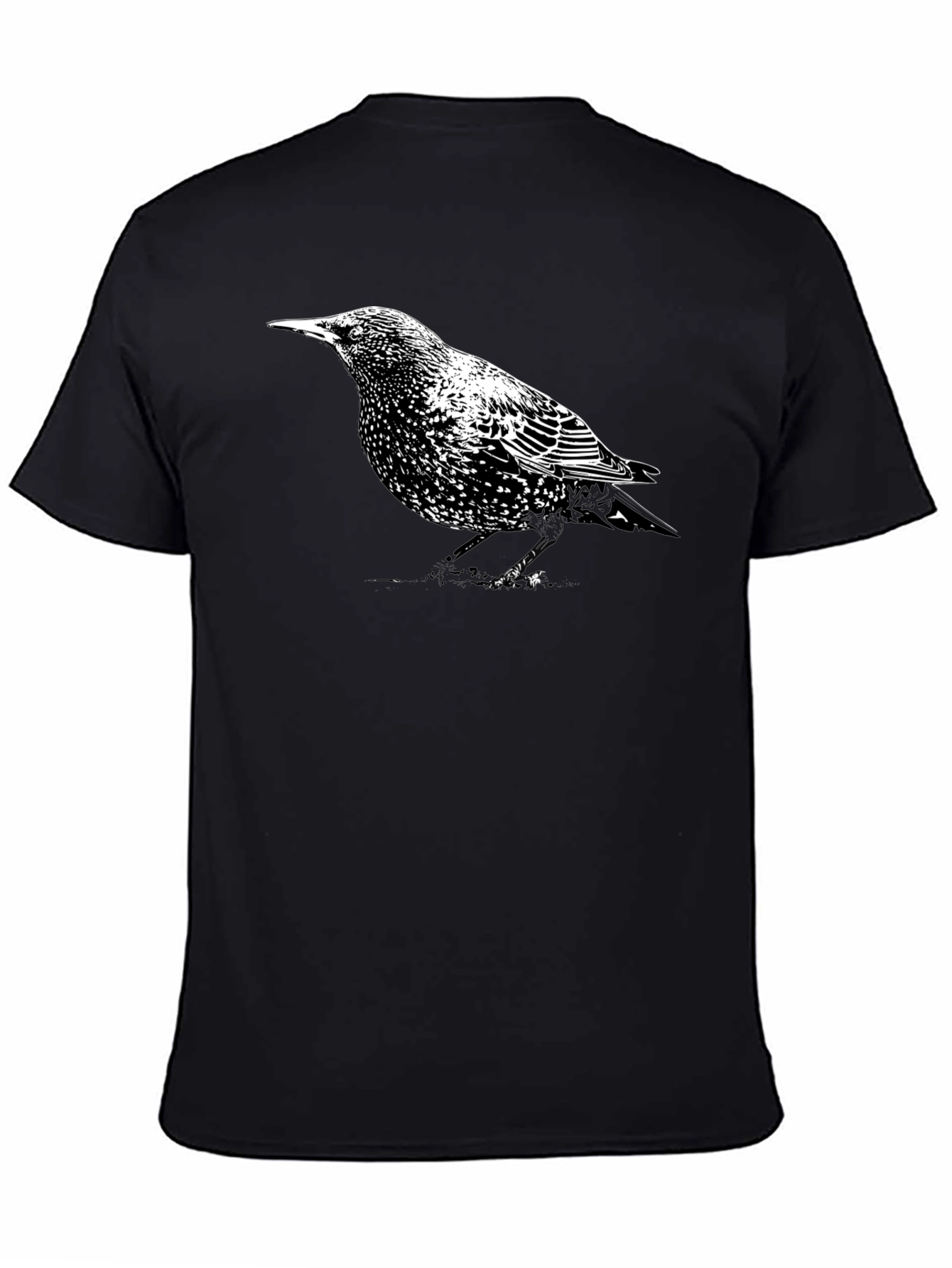 Starling Bird Graphic Tee - Stylish Mens Black T-Shirt