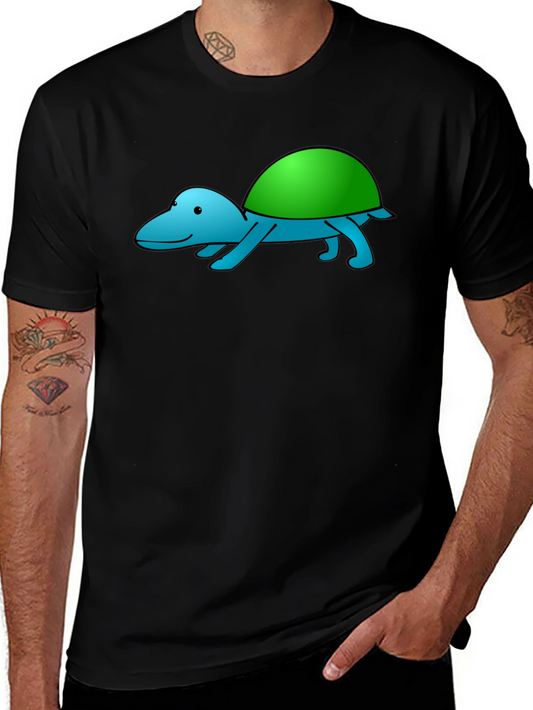 Cartoon Turtle Graphic Tee - Black Casual Shirt