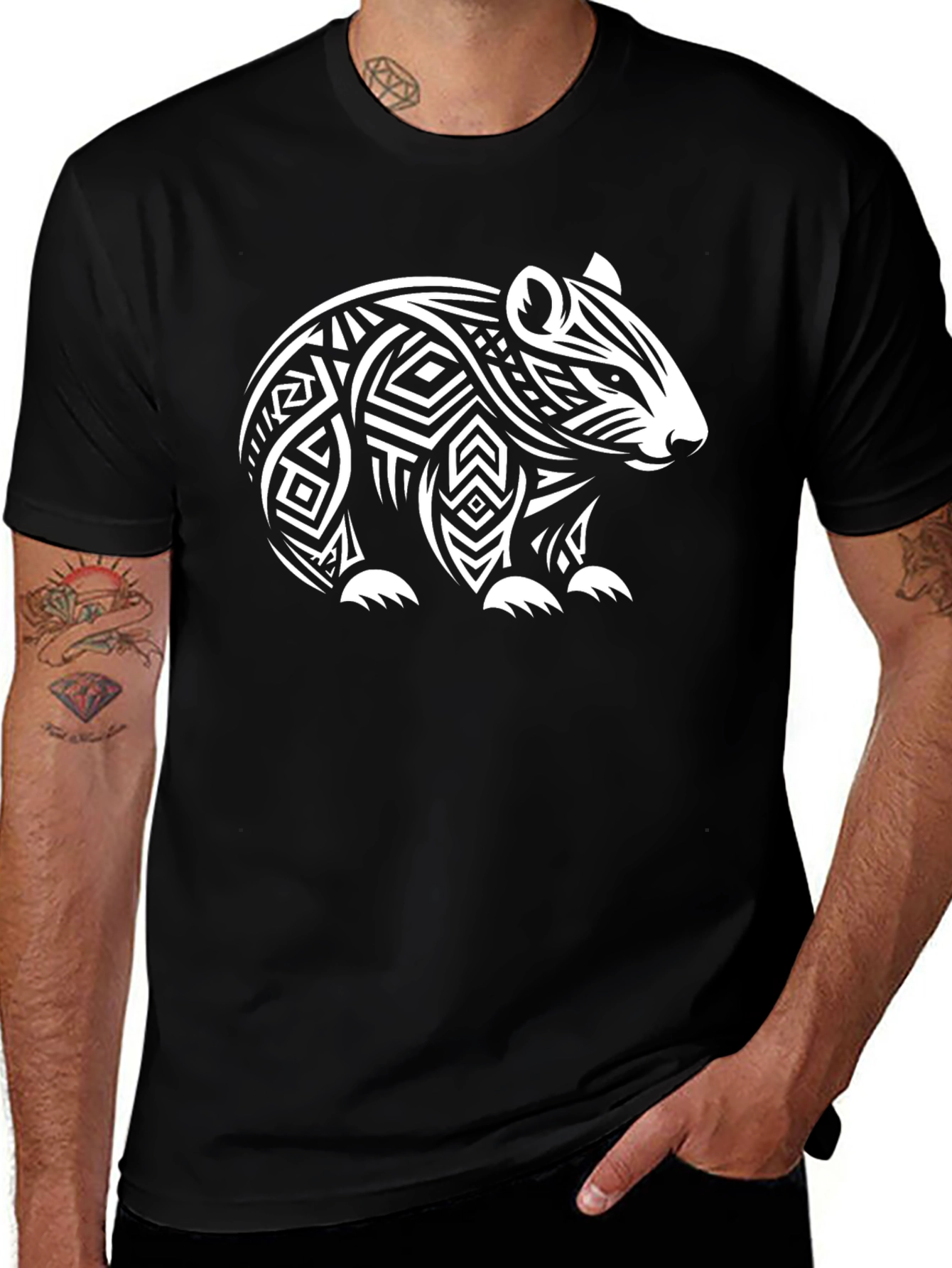 Tribal Wombat Black Tee