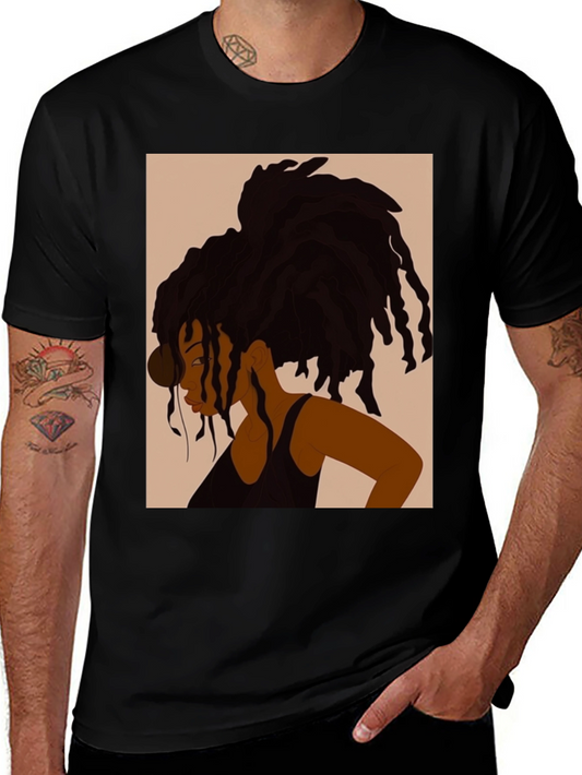 Black Woman Dreadlocks T-Shirt - Stylish Graphic Tee