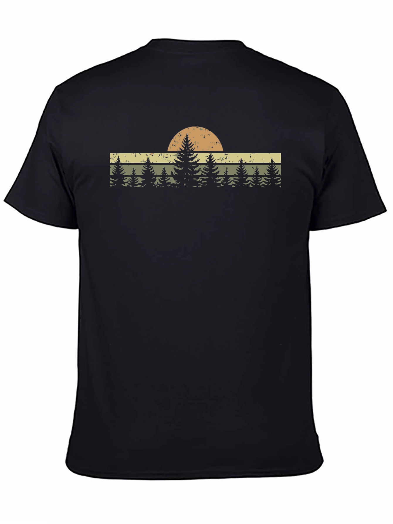 Retro Forest Sunset Graphic Tee - Black