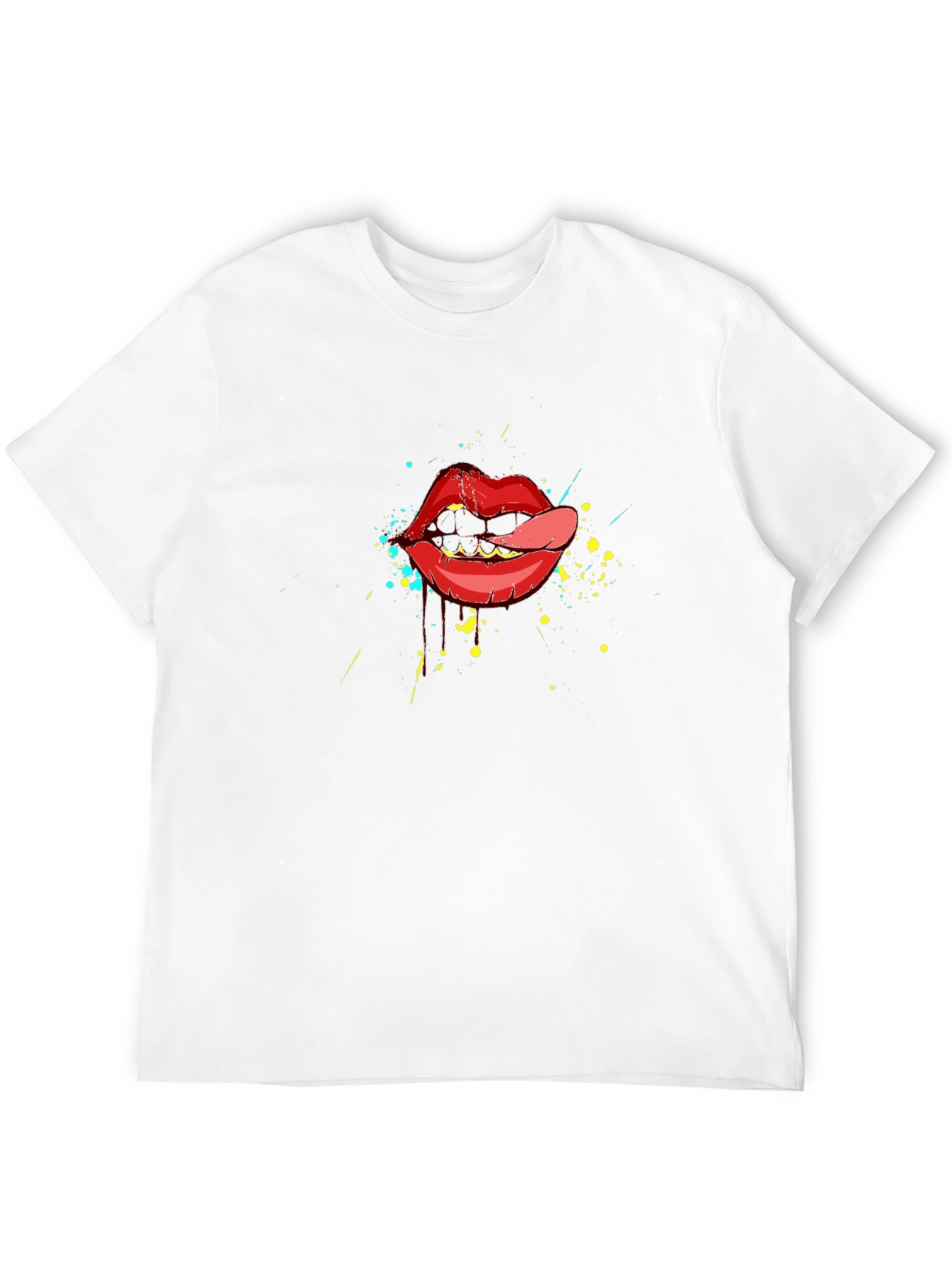 Lip Art Graphic Tee - Black Cotton T-Shirt