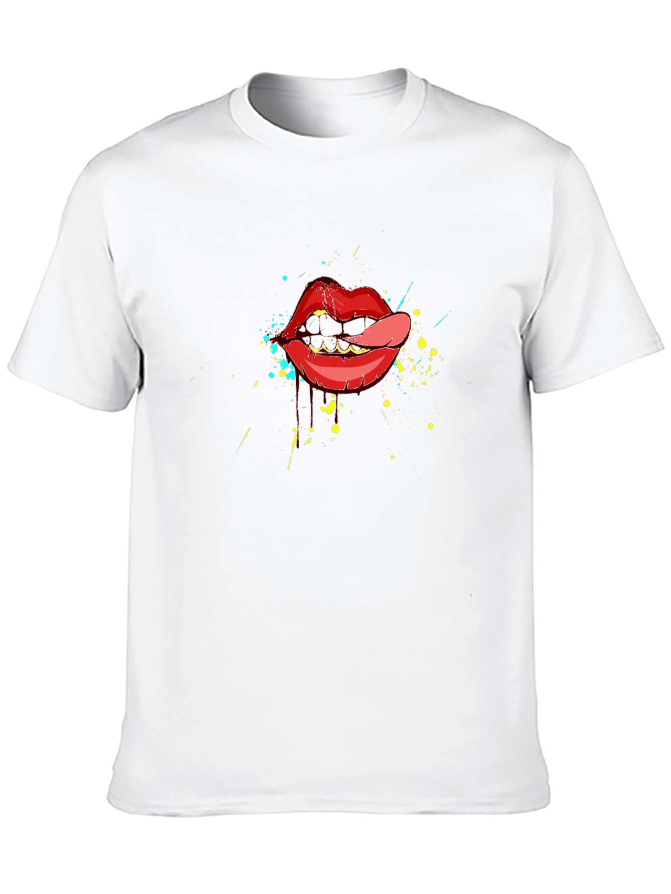 Lip Art Graphic Tee - Black Cotton T-Shirt