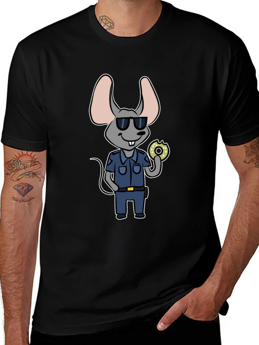 Mouse Cop with Donut T-Shirt