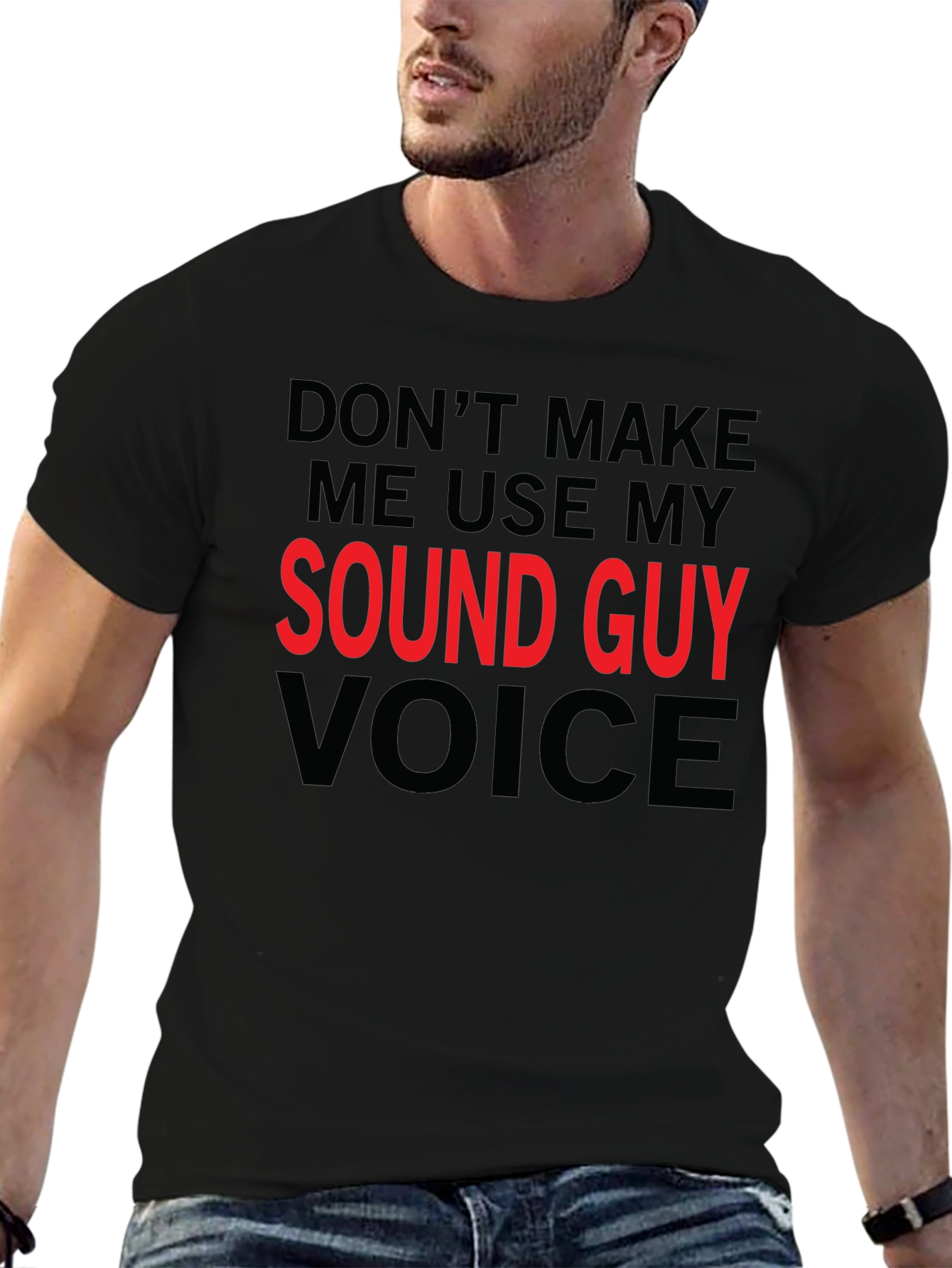 Sound Guy Voice Black Graphic T-Shirt