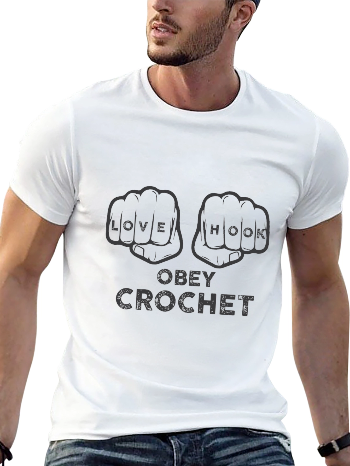 Obey Crochet Graphic T-Shirt - Knitters Gift