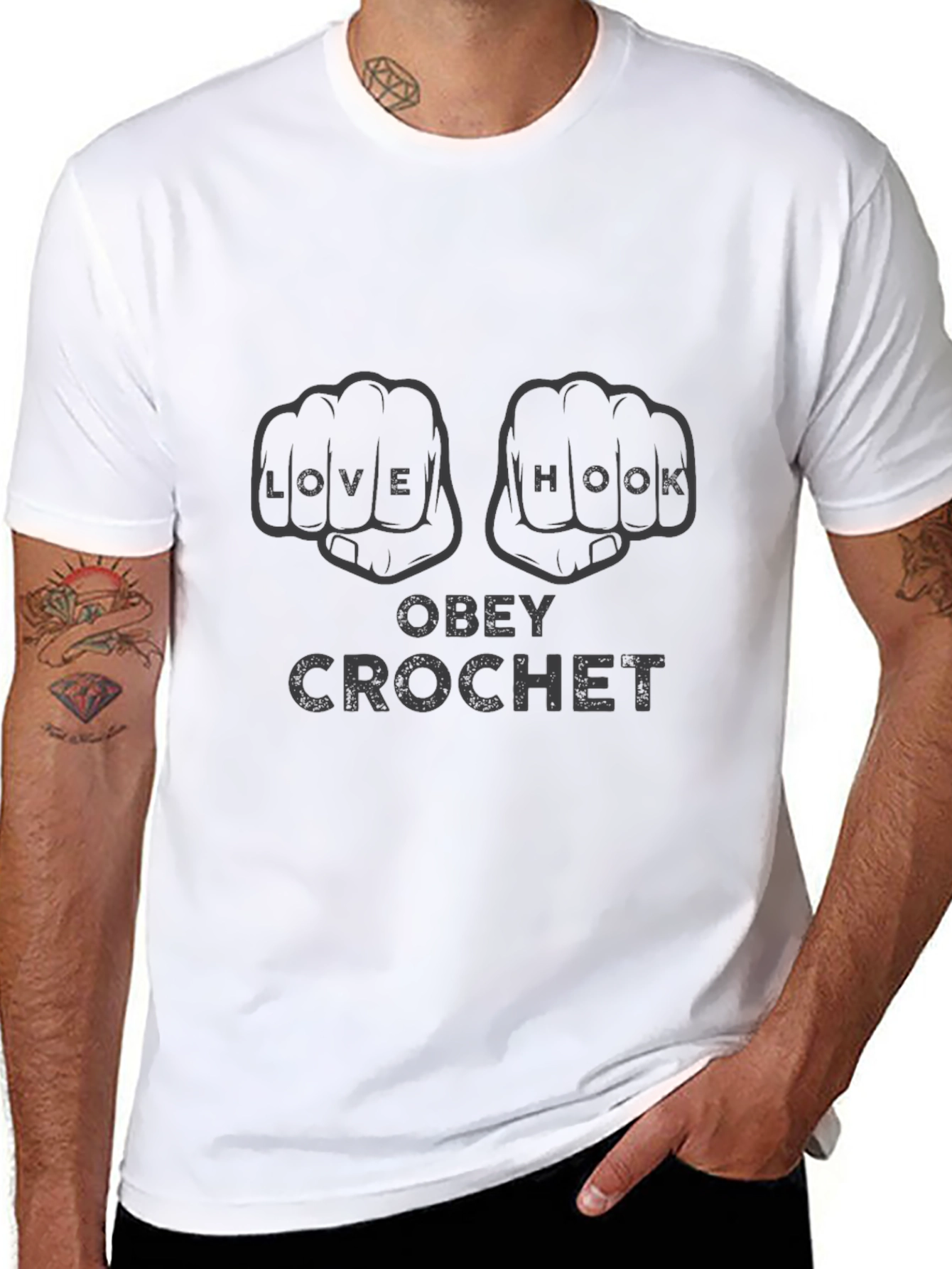 Obey Crochet Graphic T-Shirt - Knitters Gift