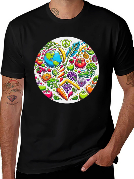 Vegan Earth Graphic Tee - Black